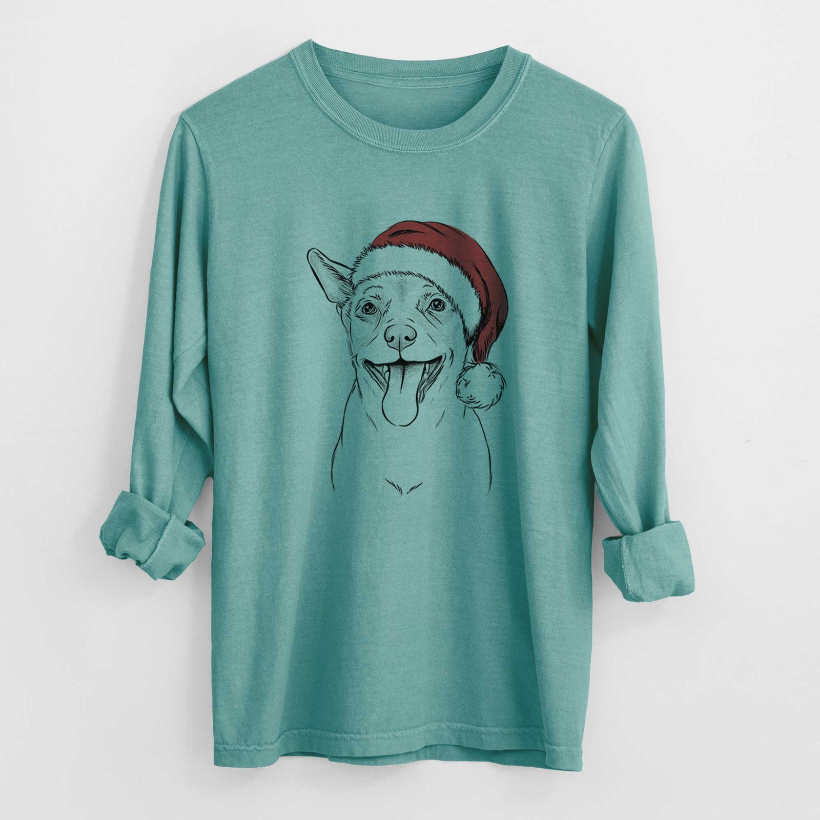 Santa Archie the Chihuahua Mix - Heavyweight 100% Cotton Long Sleeve