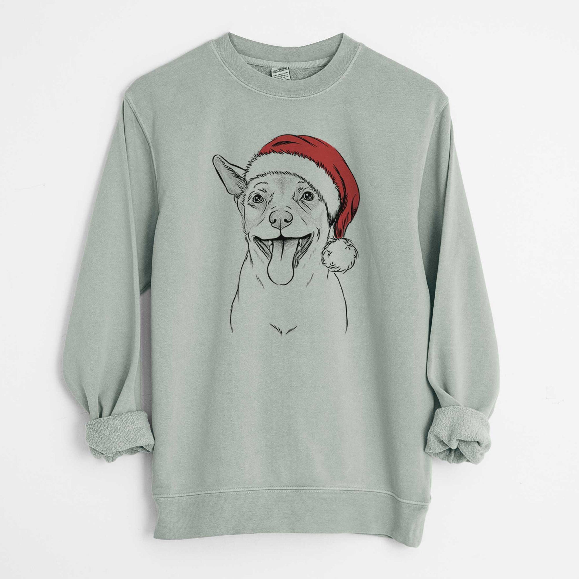 Santa Archie the Chihuahua Mix - Unisex Pigment Dyed Crew Sweatshirt