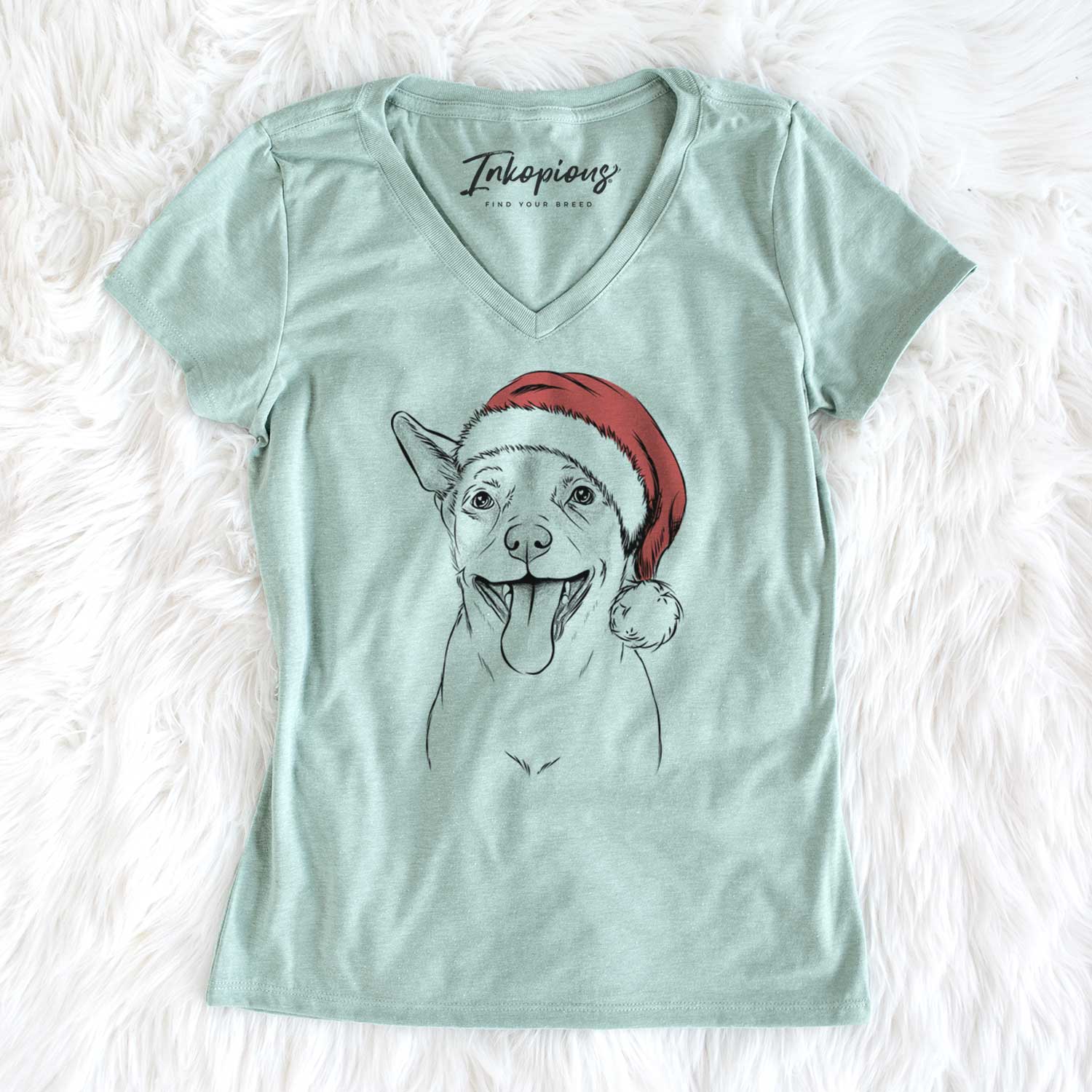 Santa Archie the Chihuahua Mix - Women's V-neck Shirt