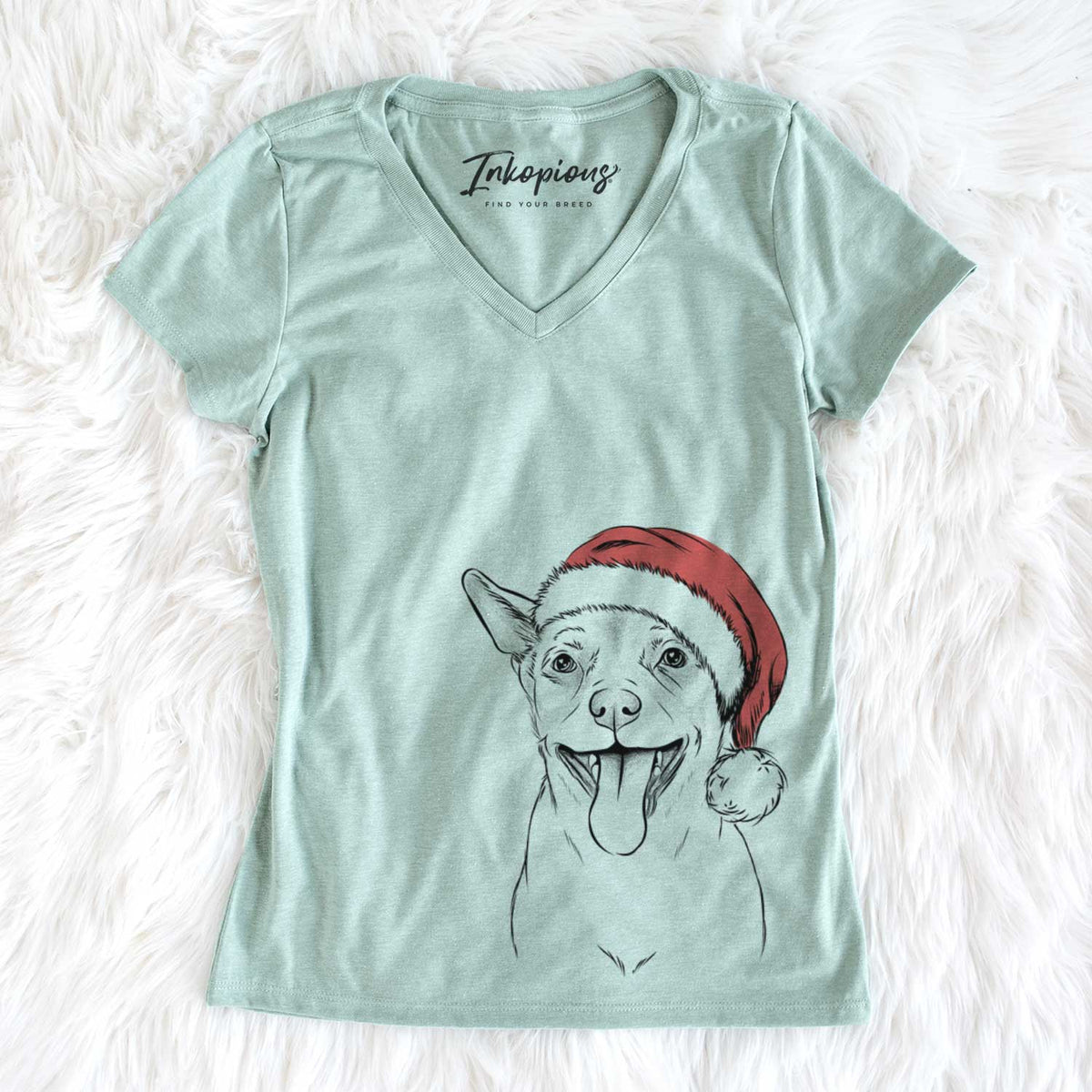 Santa Archie the Chihuahua Mix - Women&#39;s V-neck Shirt