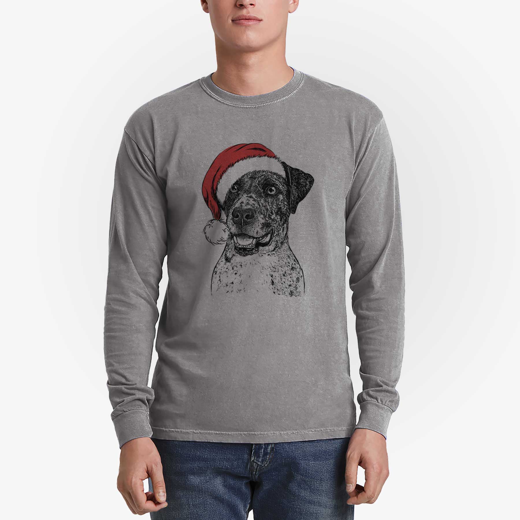 Santa Argos the Catahoula - Heavyweight 100% Cotton Long Sleeve