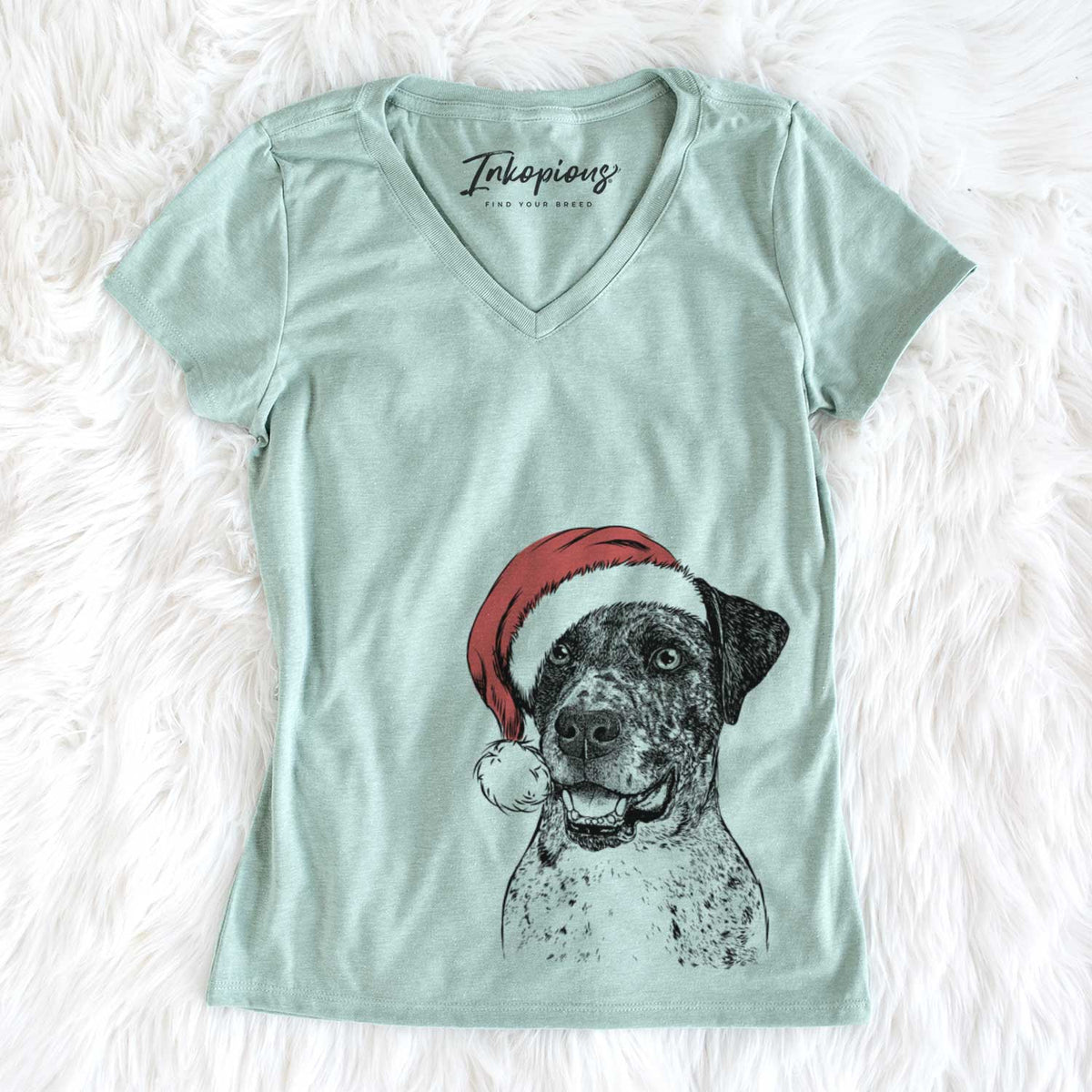 Santa Argos the Catahoula - Women&#39;s V-neck Shirt