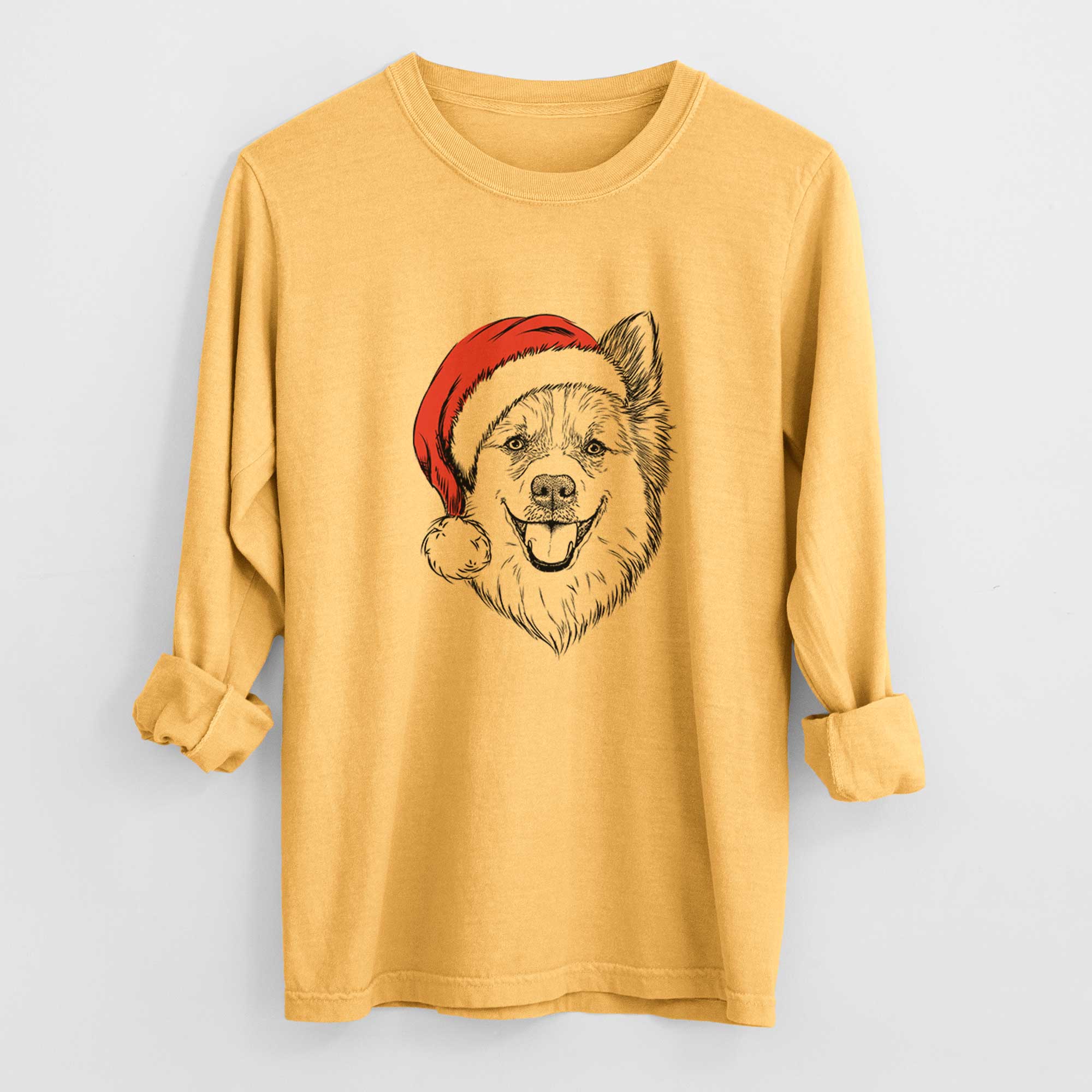 Santa Ari the Icelandic Sheepdog - Heavyweight 100% Cotton Long Sleeve