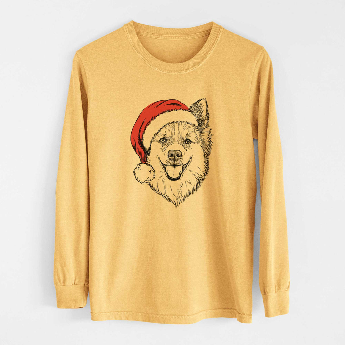Santa Ari the Icelandic Sheepdog - Heavyweight 100% Cotton Long Sleeve
