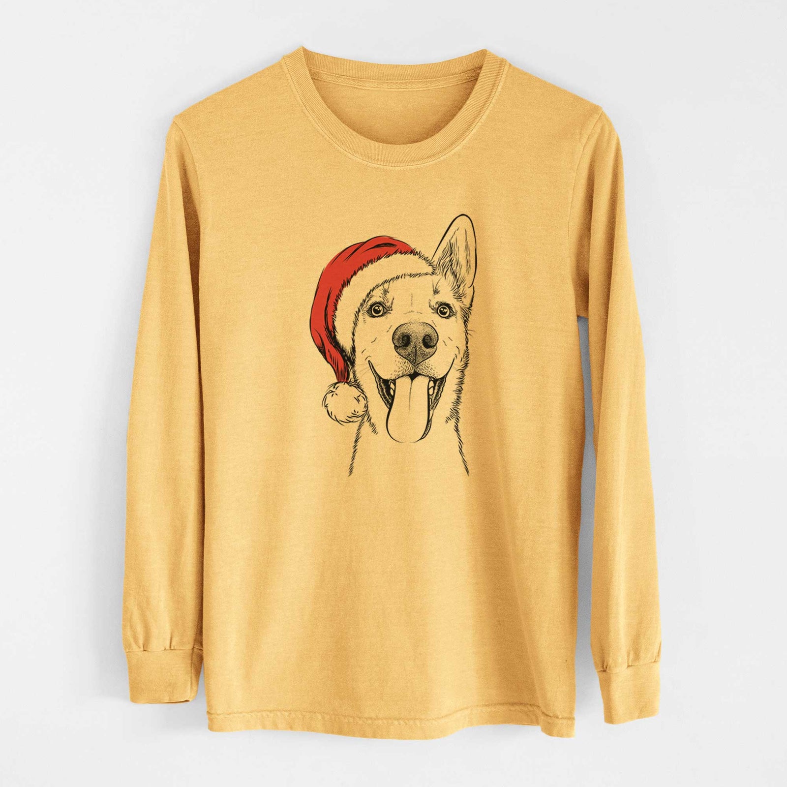 Santa Arlo the Husky Shepherd Mix - Heavyweight 100% Cotton Long Sleeve