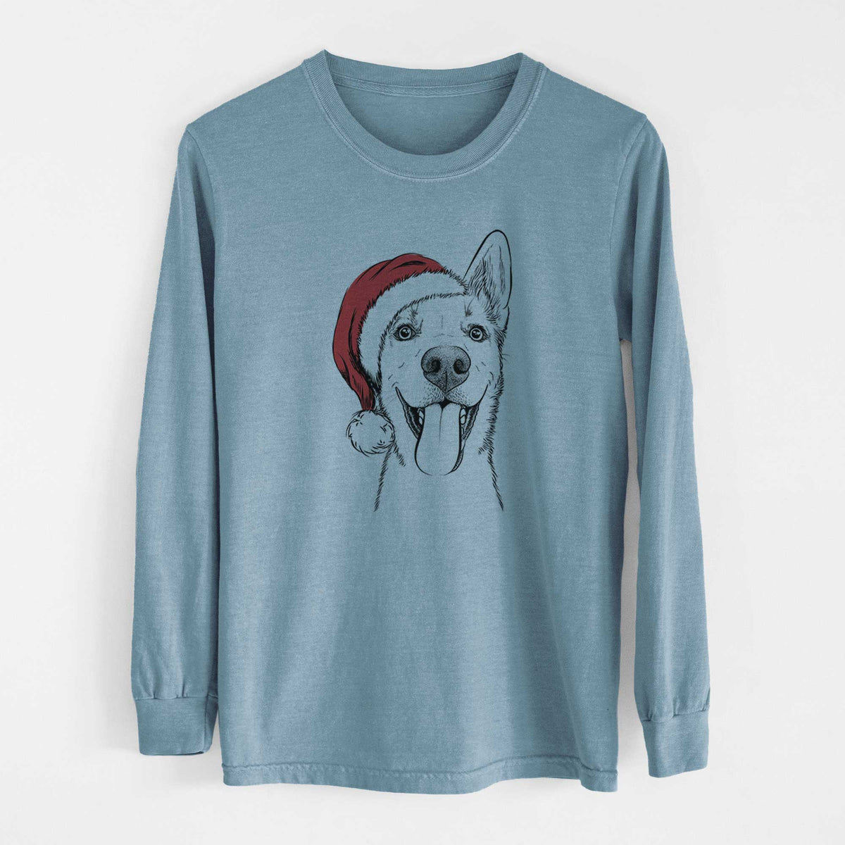 Santa Arlo the Husky Shepherd Mix - Heavyweight 100% Cotton Long Sleeve