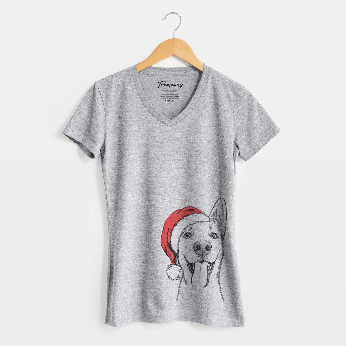 Santa Arlo the Husky Shepherd Mix - Women's V-neck Shirt