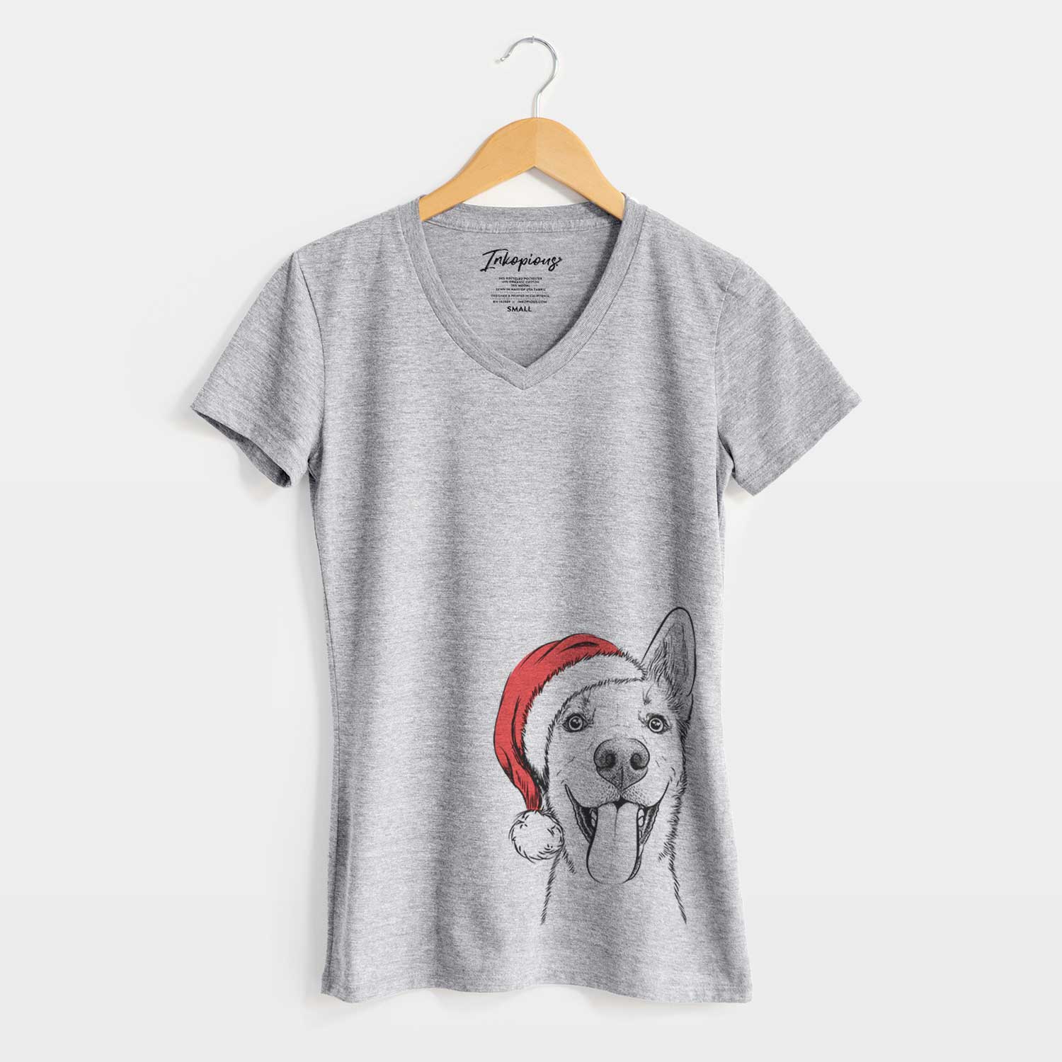 Santa Arlo the Husky Shepherd Mix - Women's V-neck Shirt