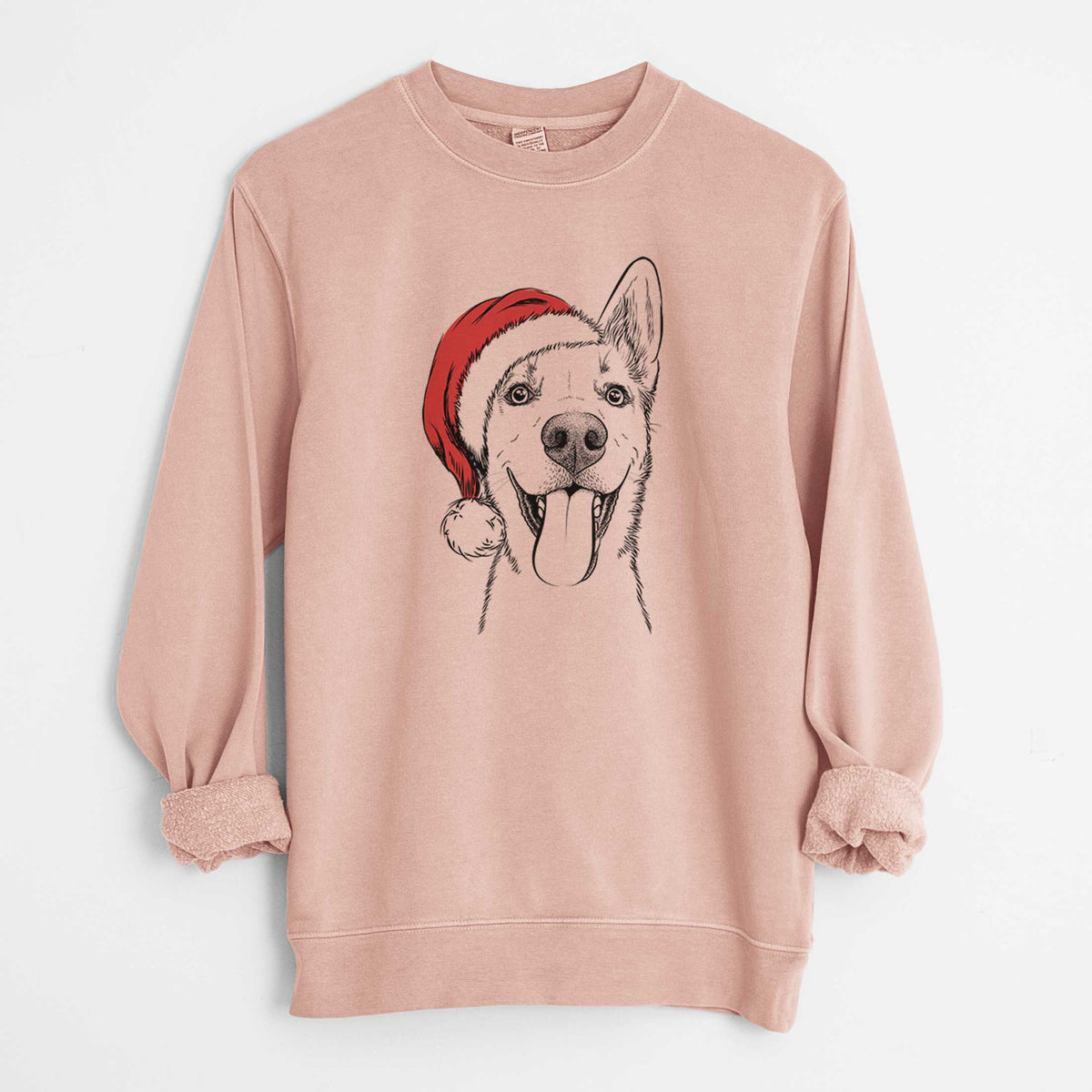 Santa Arlo the Husky Shepherd Mix - Unisex Pigment Dyed Crew Sweatshirt