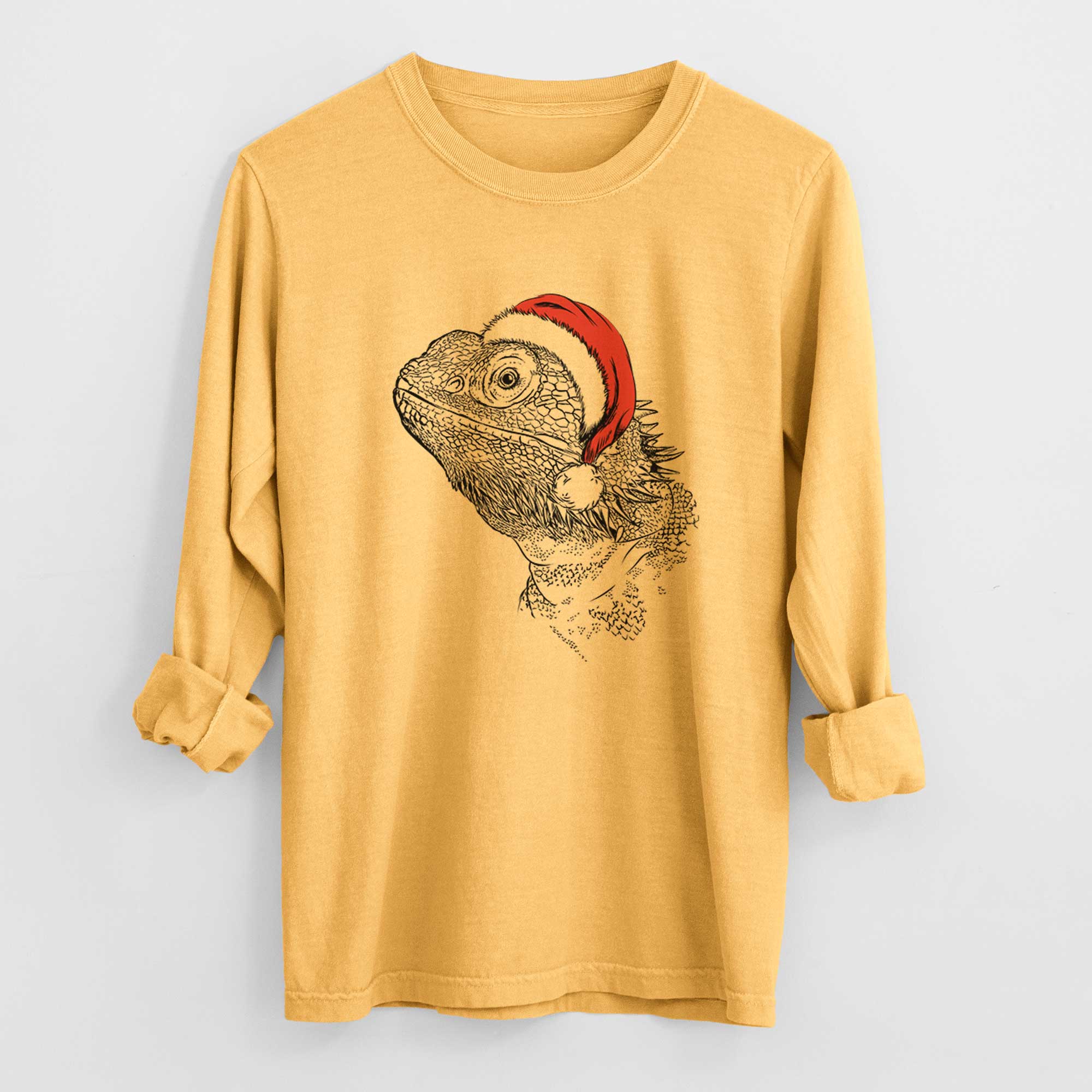 Santa Ash the Bearded Dragon - Heavyweight 100% Cotton Long Sleeve