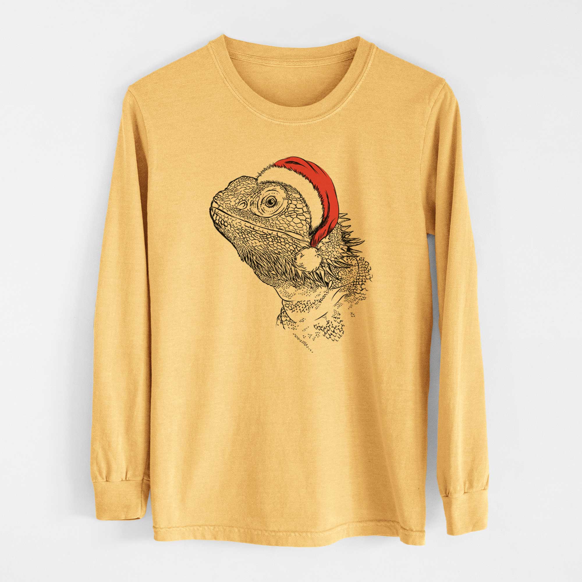 Santa Ash the Bearded Dragon - Heavyweight 100% Cotton Long Sleeve
