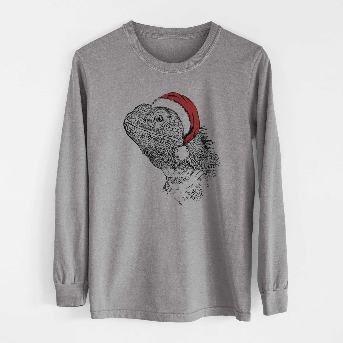Santa Ash the Bearded Dragon - Heavyweight 100% Cotton Long Sleeve