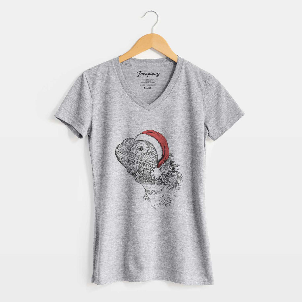 Santa Ash the Bearded Dragon - Women's V-neck Shirt