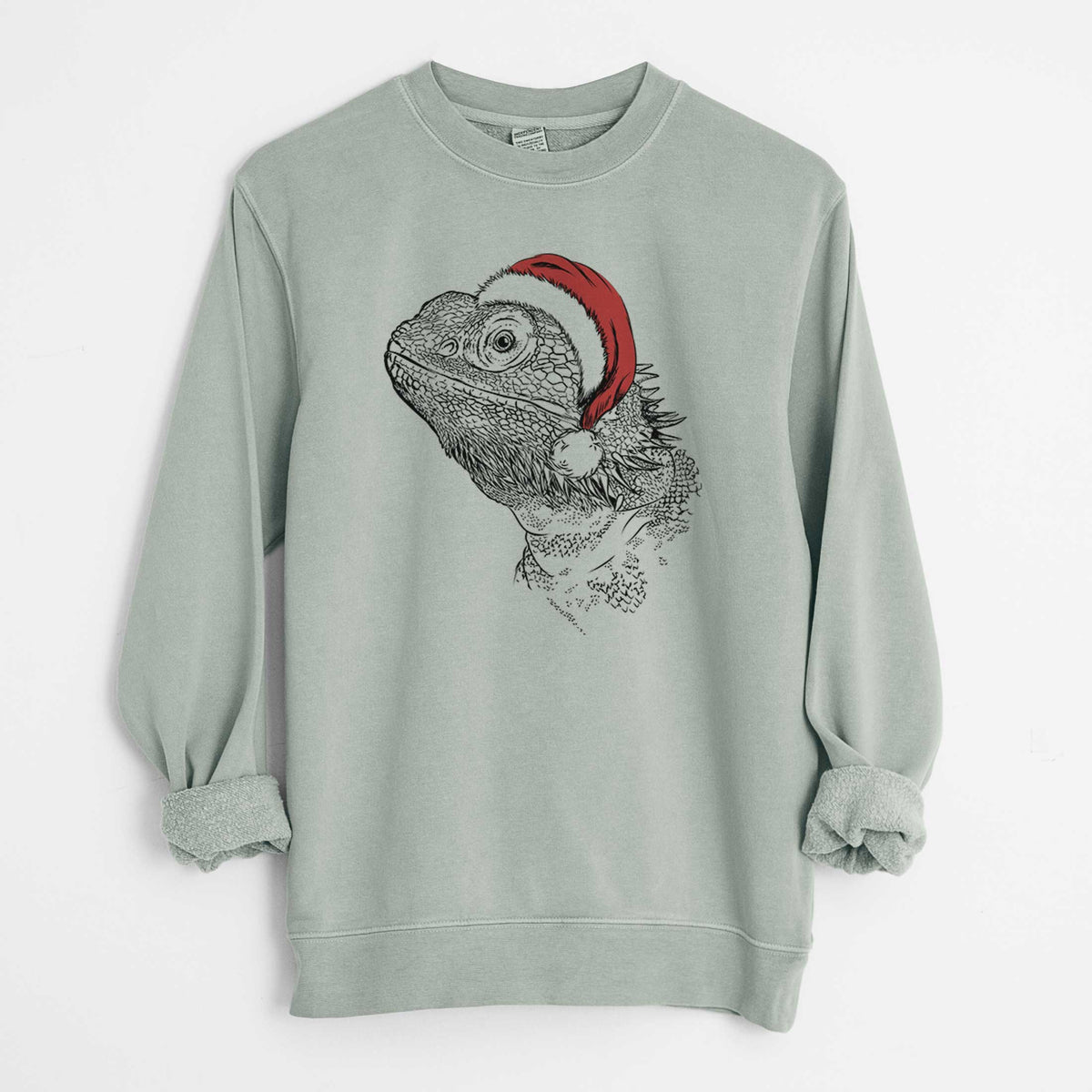 Santa Ash the Bearded Dragon - Unisex Pigment Dyed Crew Sweatshirt