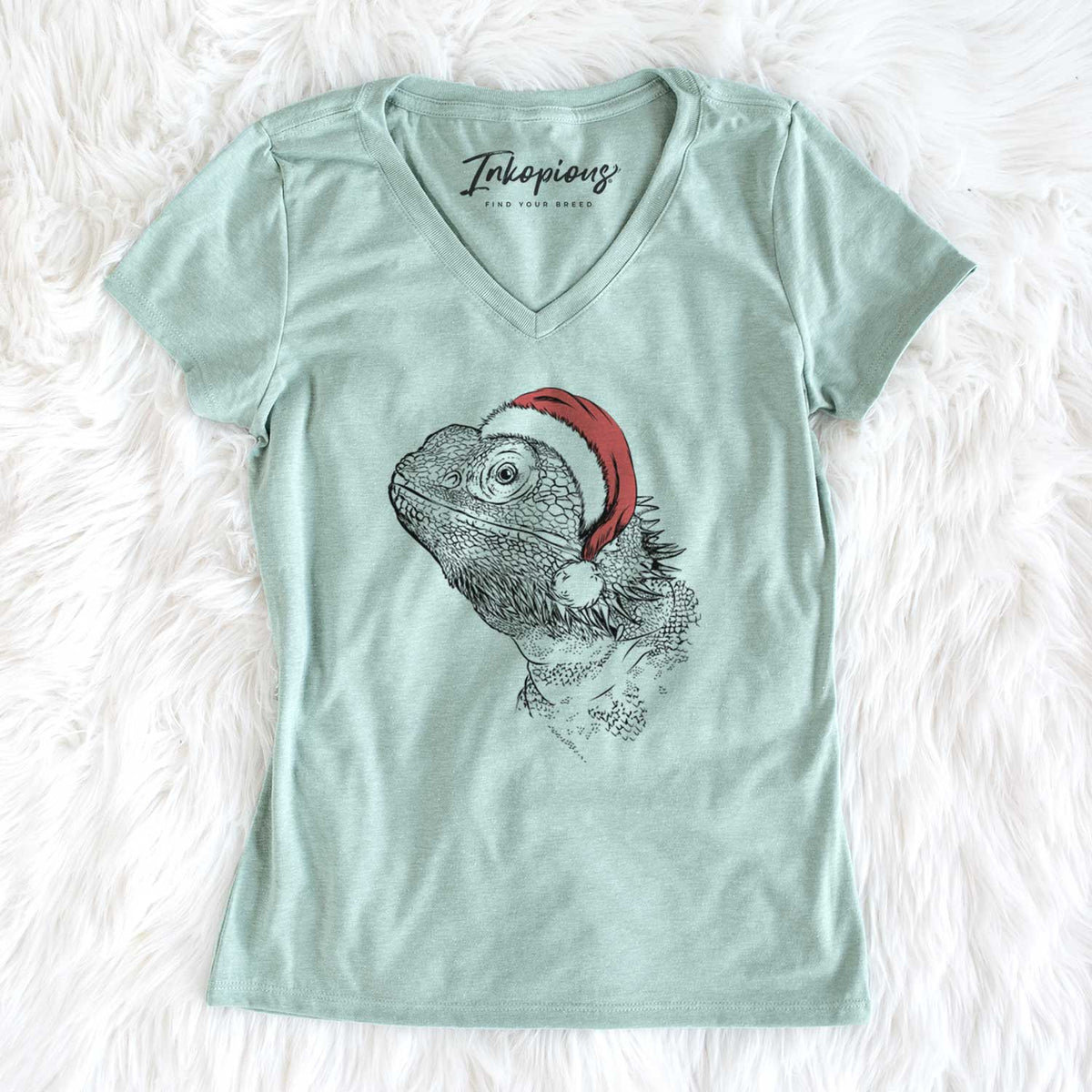 Santa Ash the Bearded Dragon - Women's V-neck Shirt