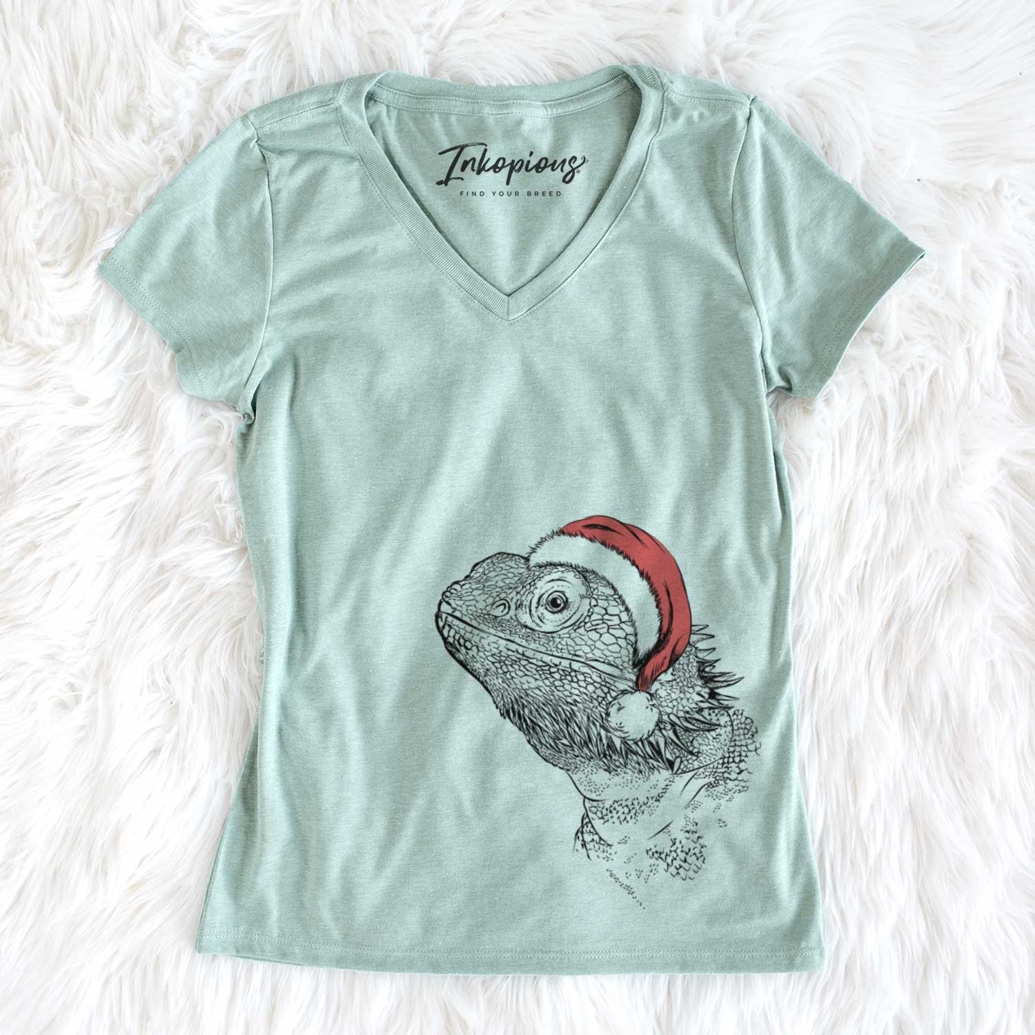 Santa Ash the Bearded Dragon - Women's V-neck Shirt