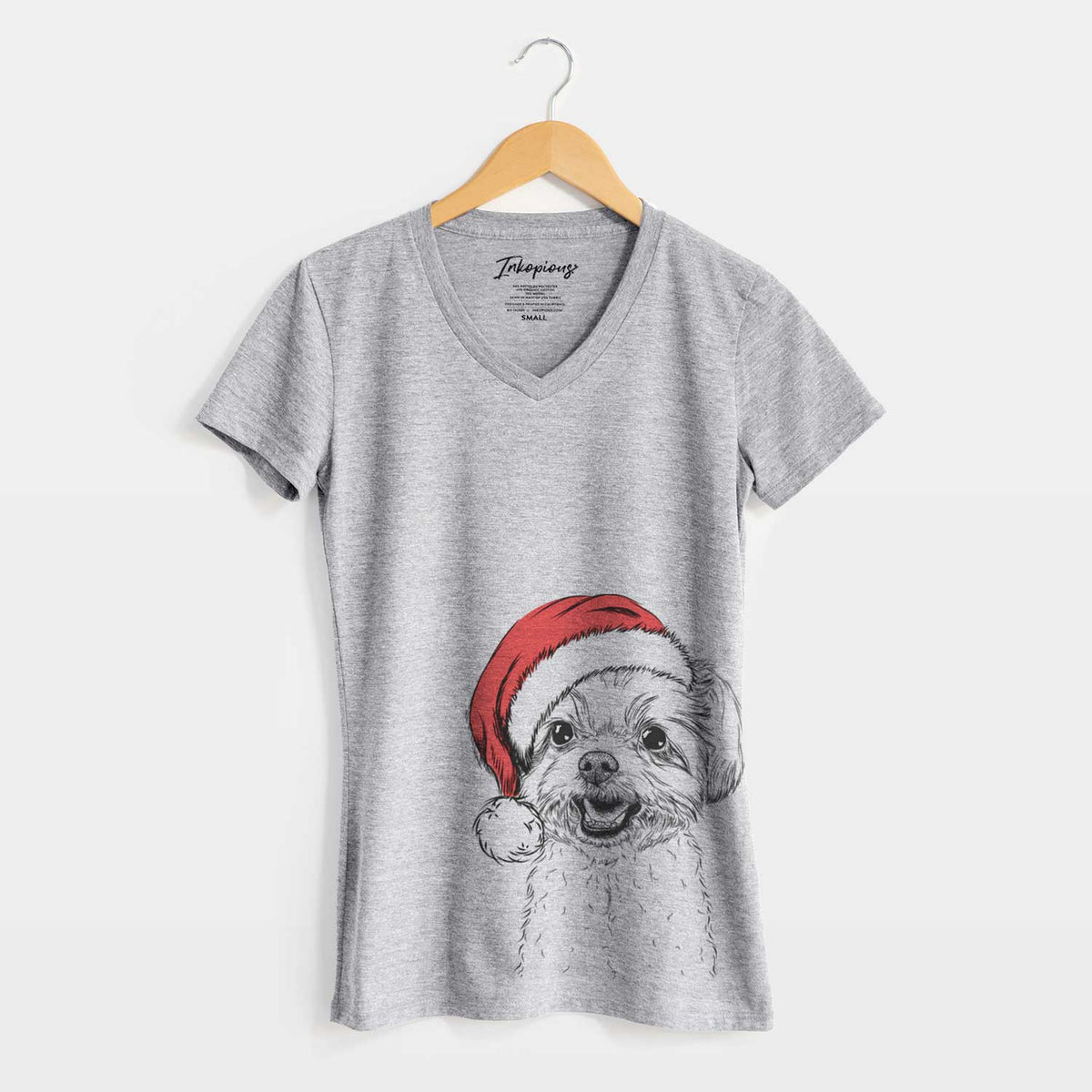 Santa Aspen the Morkie - Women's V-neck Shirt