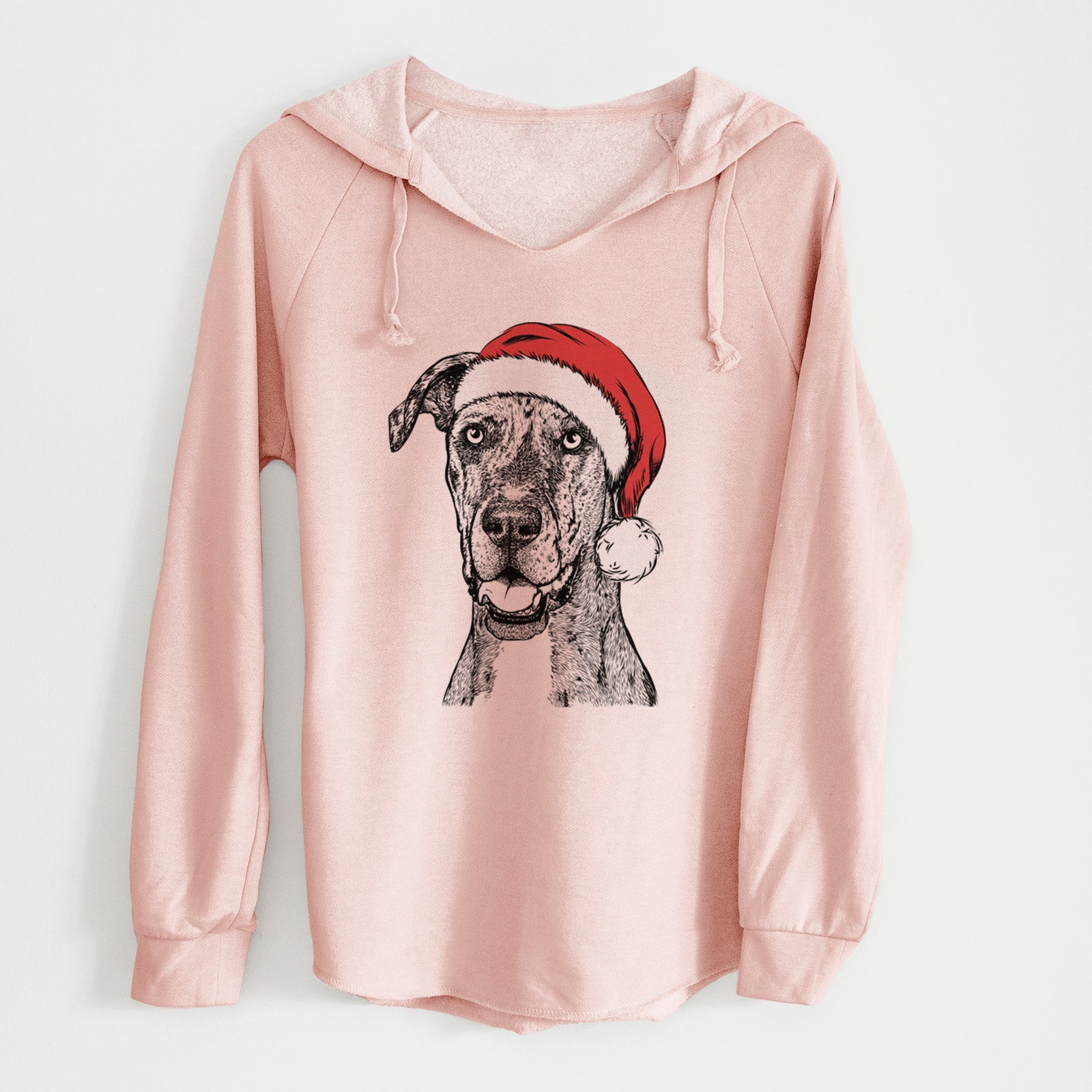 Santa Athena the Merle Great Dane - Cali Wave Hooded Sweatshirt