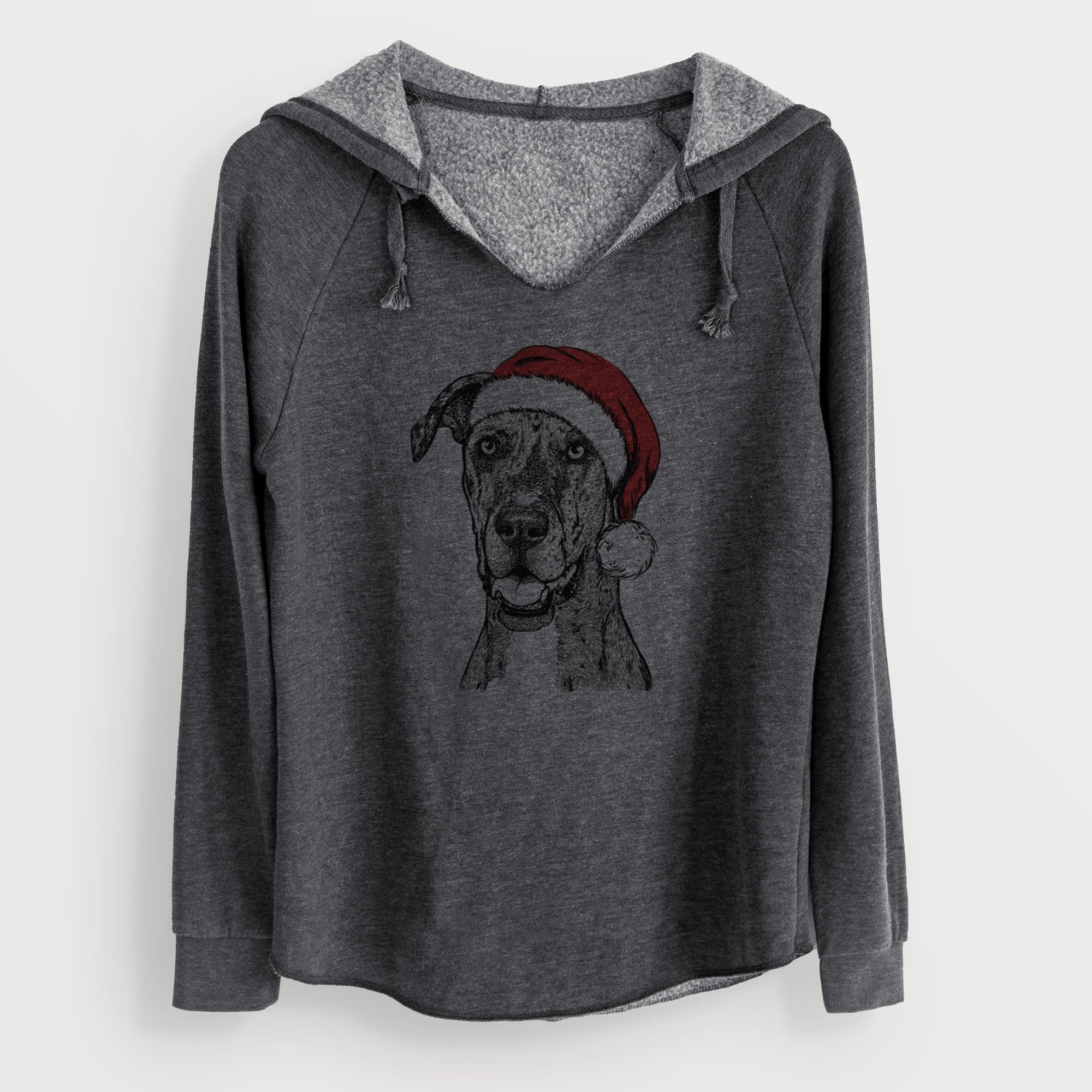 Santa Athena the Merle Great Dane - Cali Wave Hooded Sweatshirt