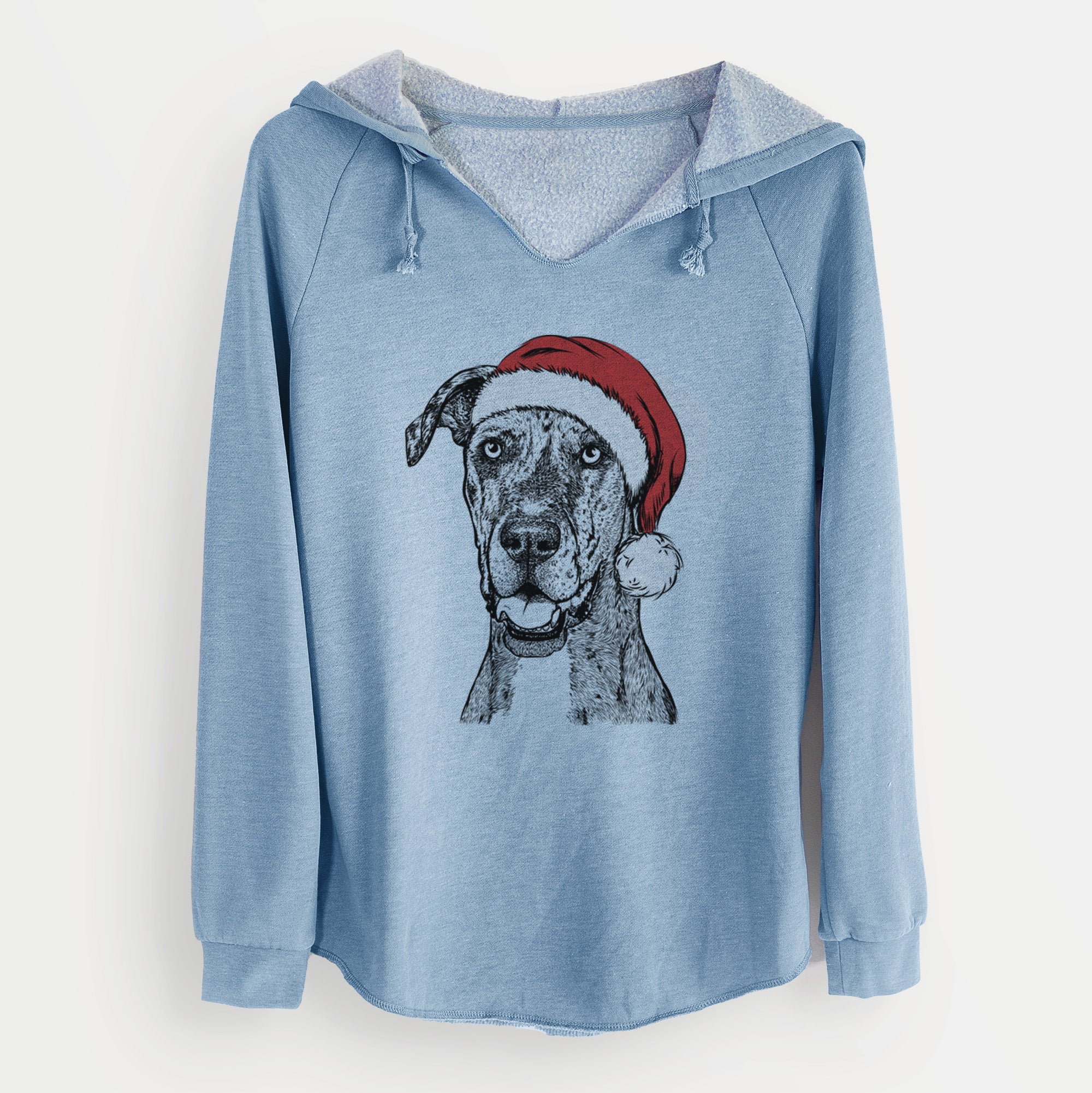 Santa Athena the Merle Great Dane - Cali Wave Hooded Sweatshirt