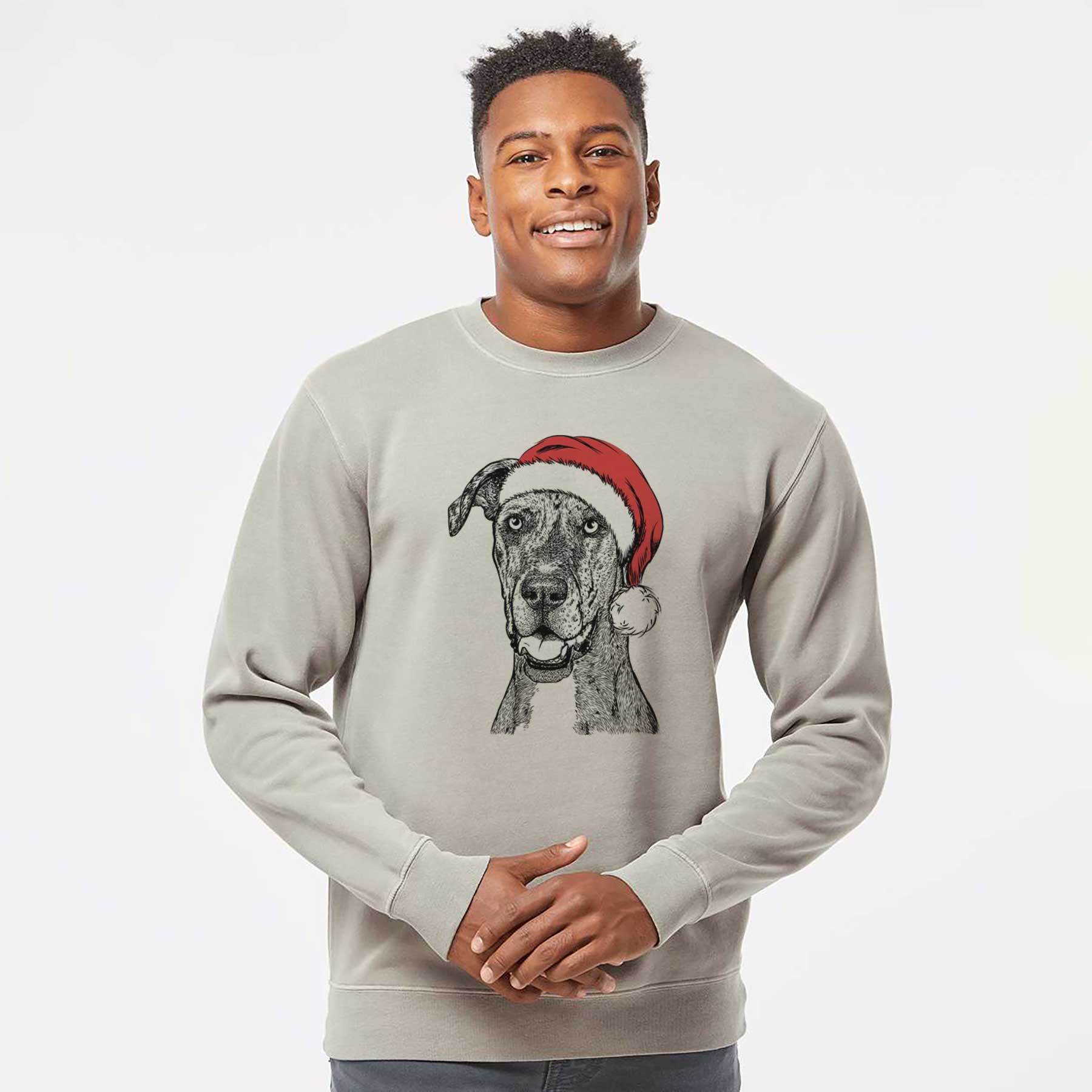 Santa Athena the Merle Great Dane - Unisex Pigment Dyed Crew Sweatshirt