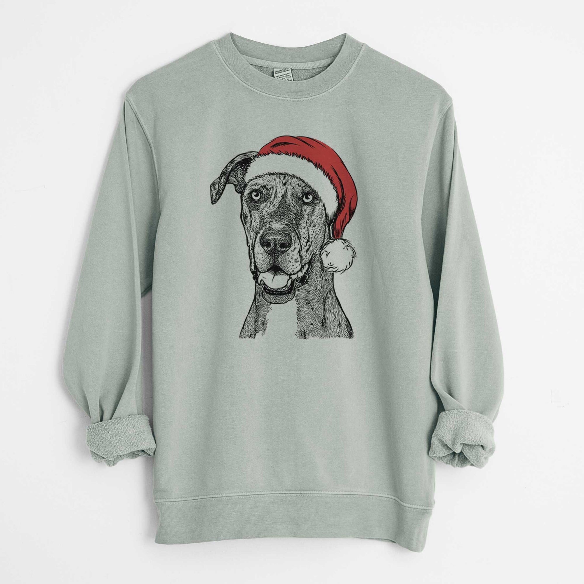 Santa Athena the Merle Great Dane - Unisex Pigment Dyed Crew Sweatshirt