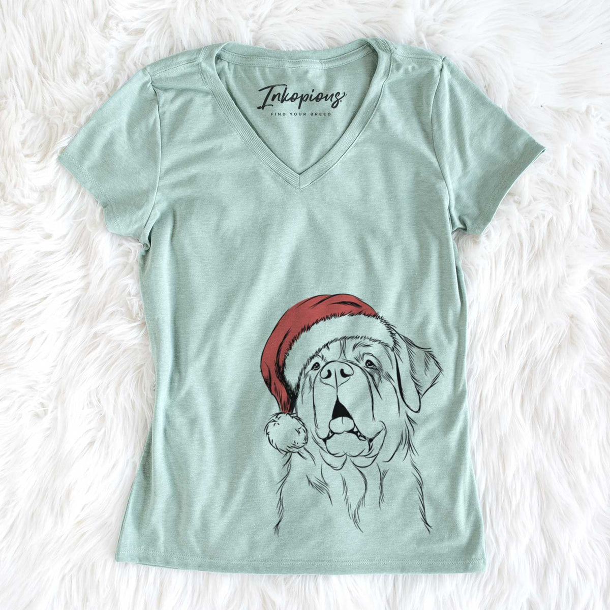 Santa Atlas the Saint Bernard - Women&#39;s V-neck Shirt