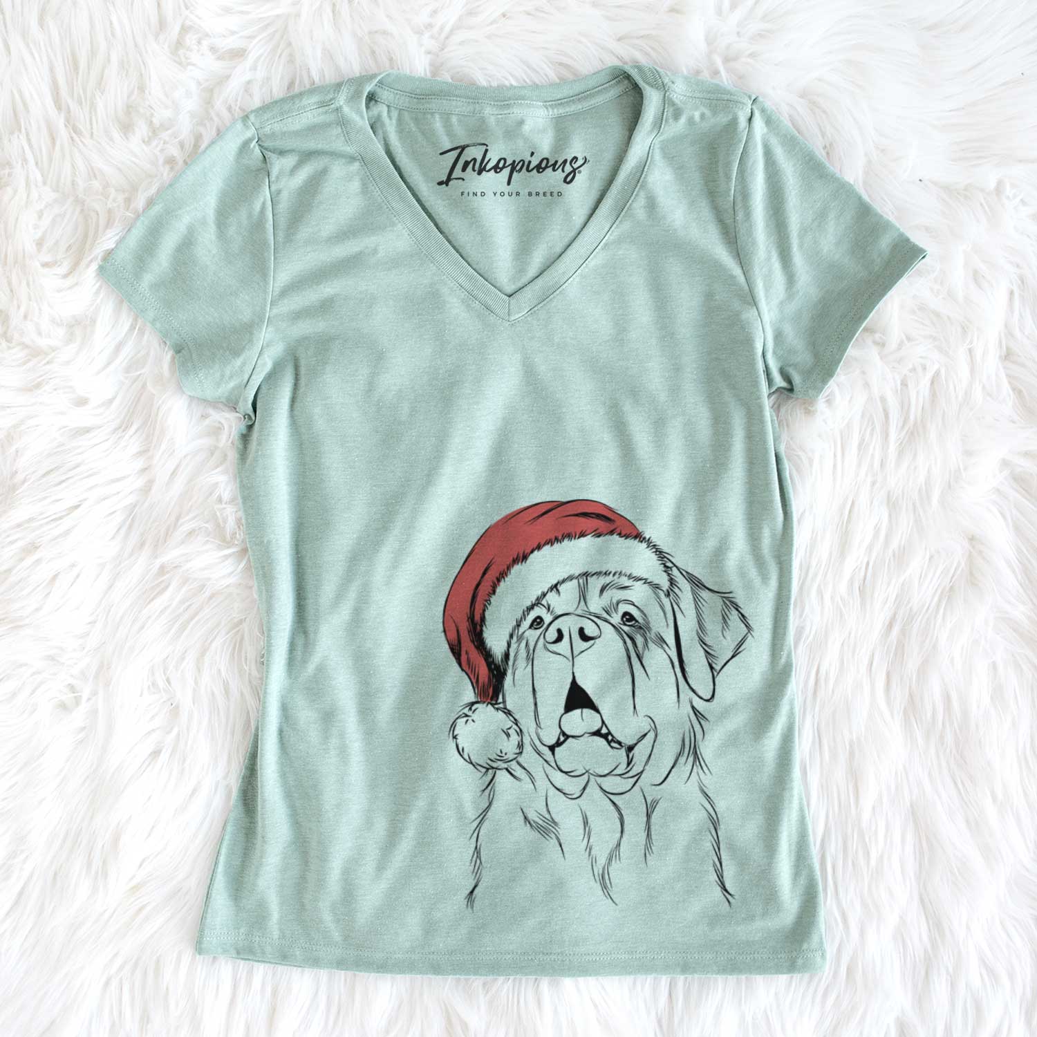 Santa Atlas the Saint Bernard - Women's V-neck Shirt