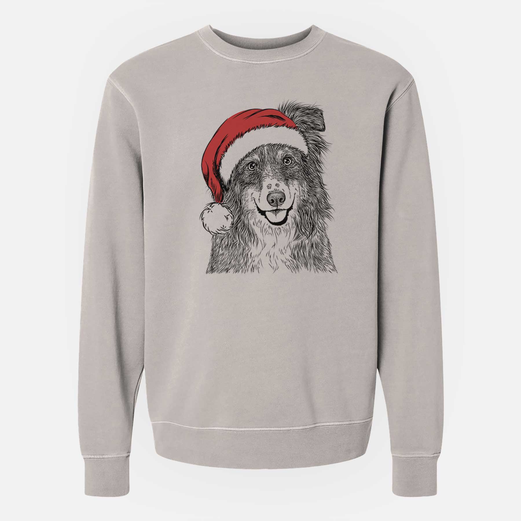 Santa Aushe the Australian Shepherd - Unisex Pigment Dyed Crew Sweatshirt