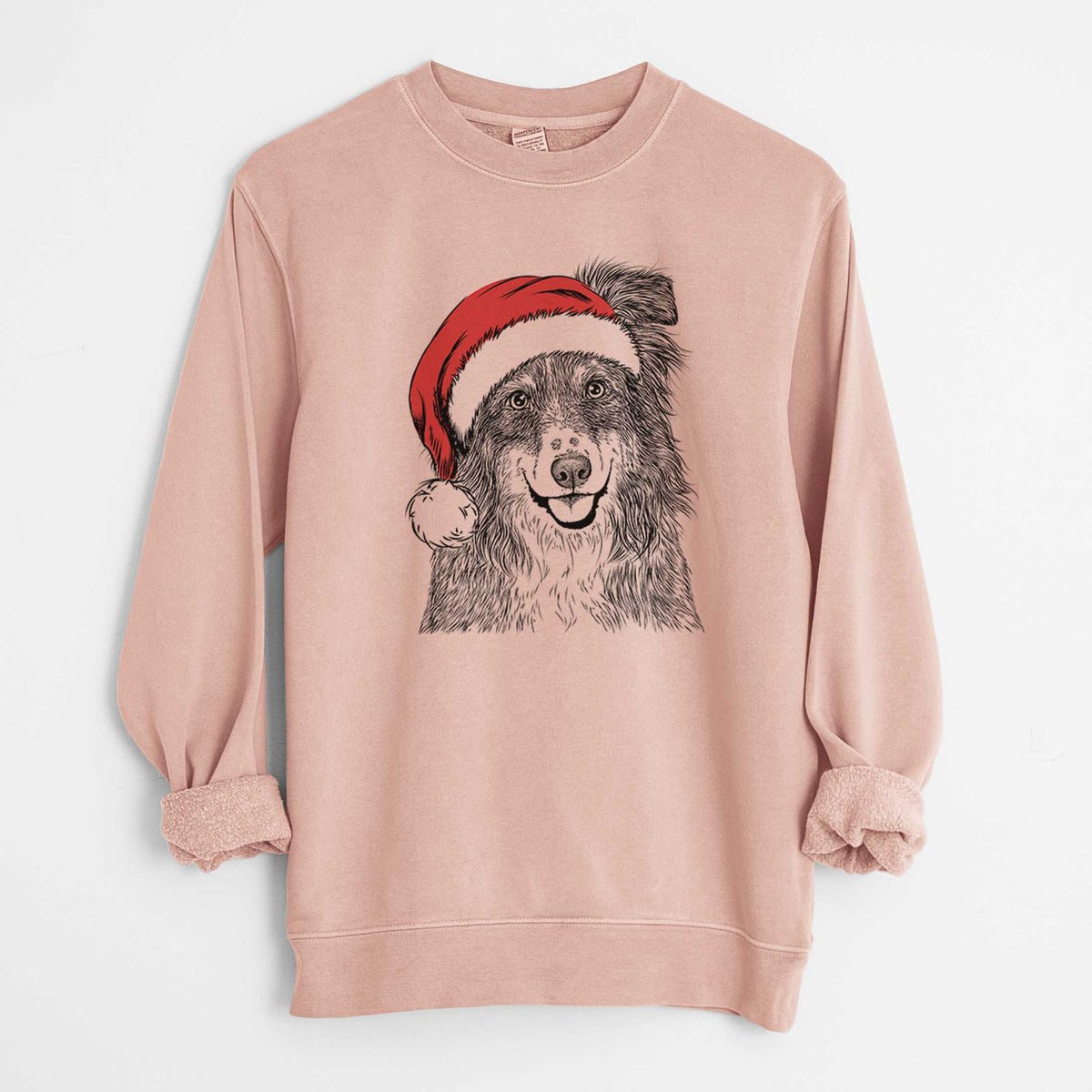 Santa Aushe the Australian Shepherd - Unisex Pigment Dyed Crew Sweatshirt