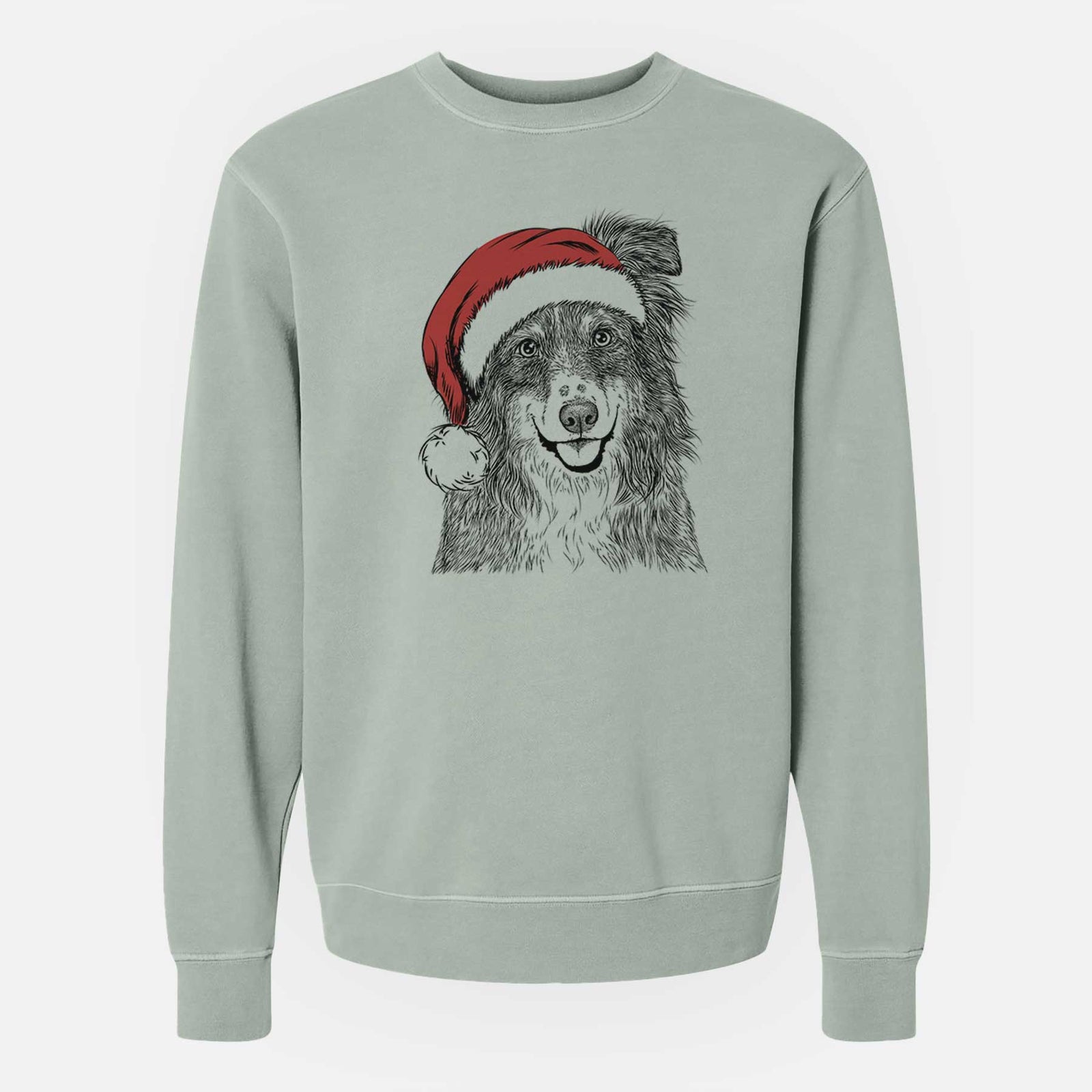 Santa Aushe the Australian Shepherd - Unisex Pigment Dyed Crew Sweatshirt