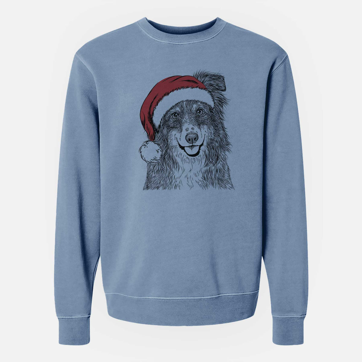 Santa Aushe the Australian Shepherd - Unisex Pigment Dyed Crew Sweatshirt