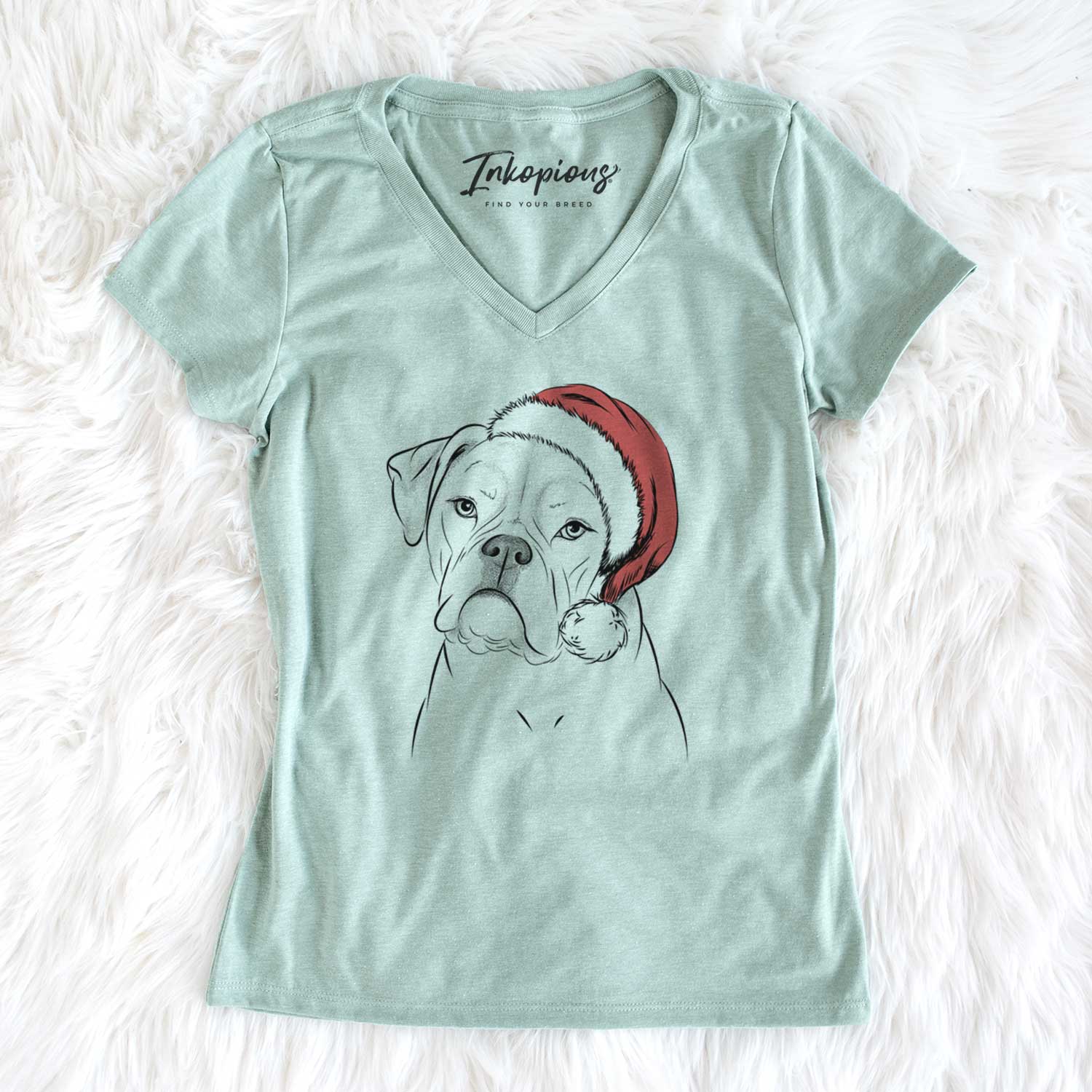 Santa Babe the AmericanBulldog - Women's V-neck Shirt