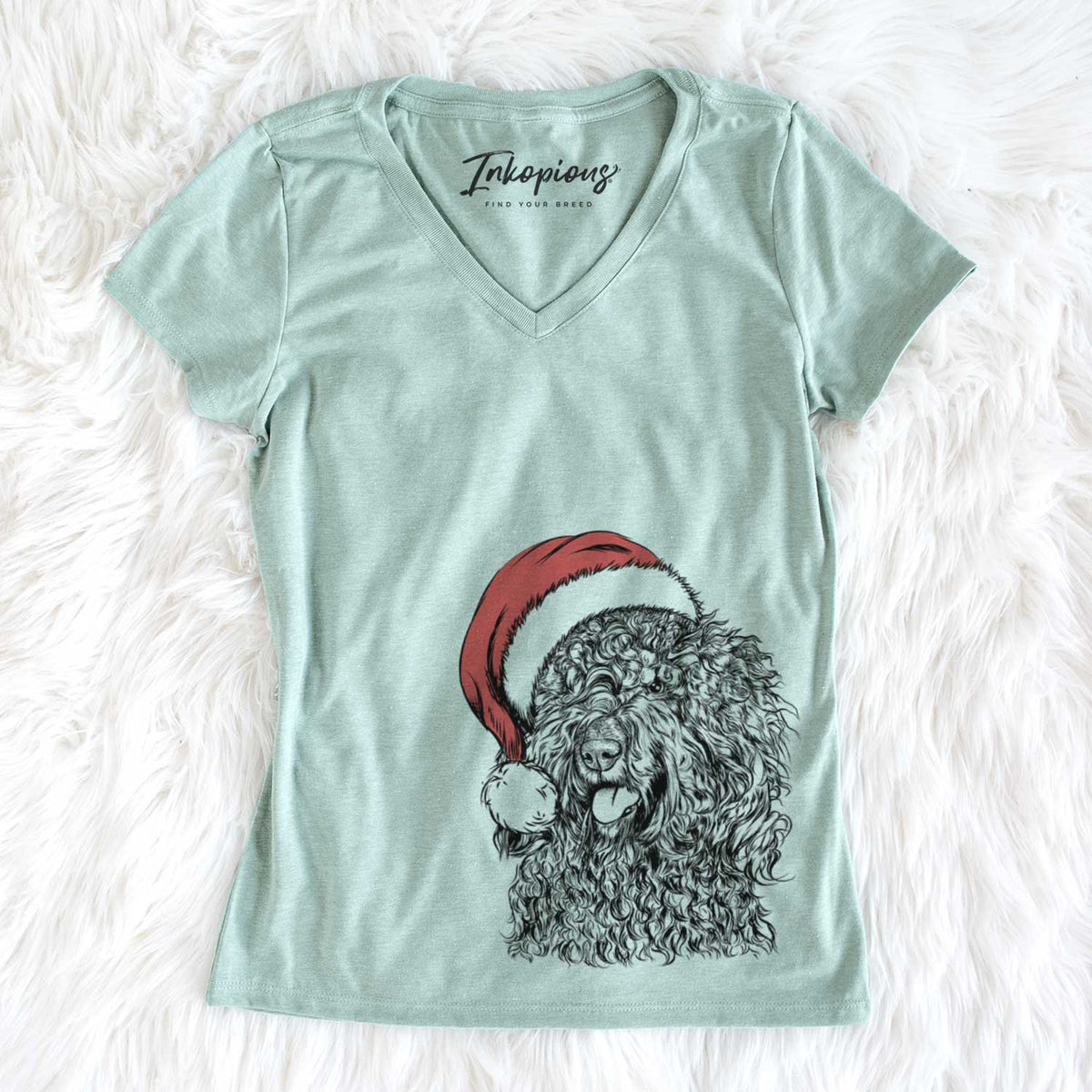 Santa Babs the Barbet - Women&#39;s V-neck Shirt