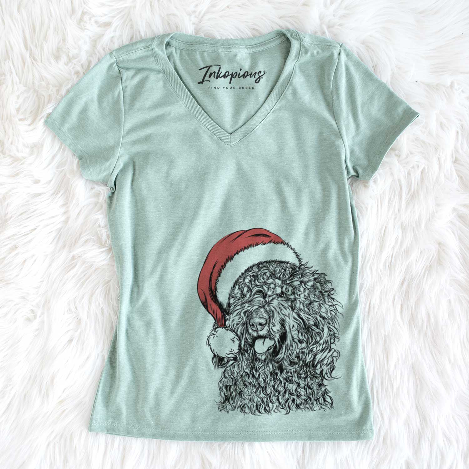 Santa Babs the Barbet - Women's V-neck Shirt