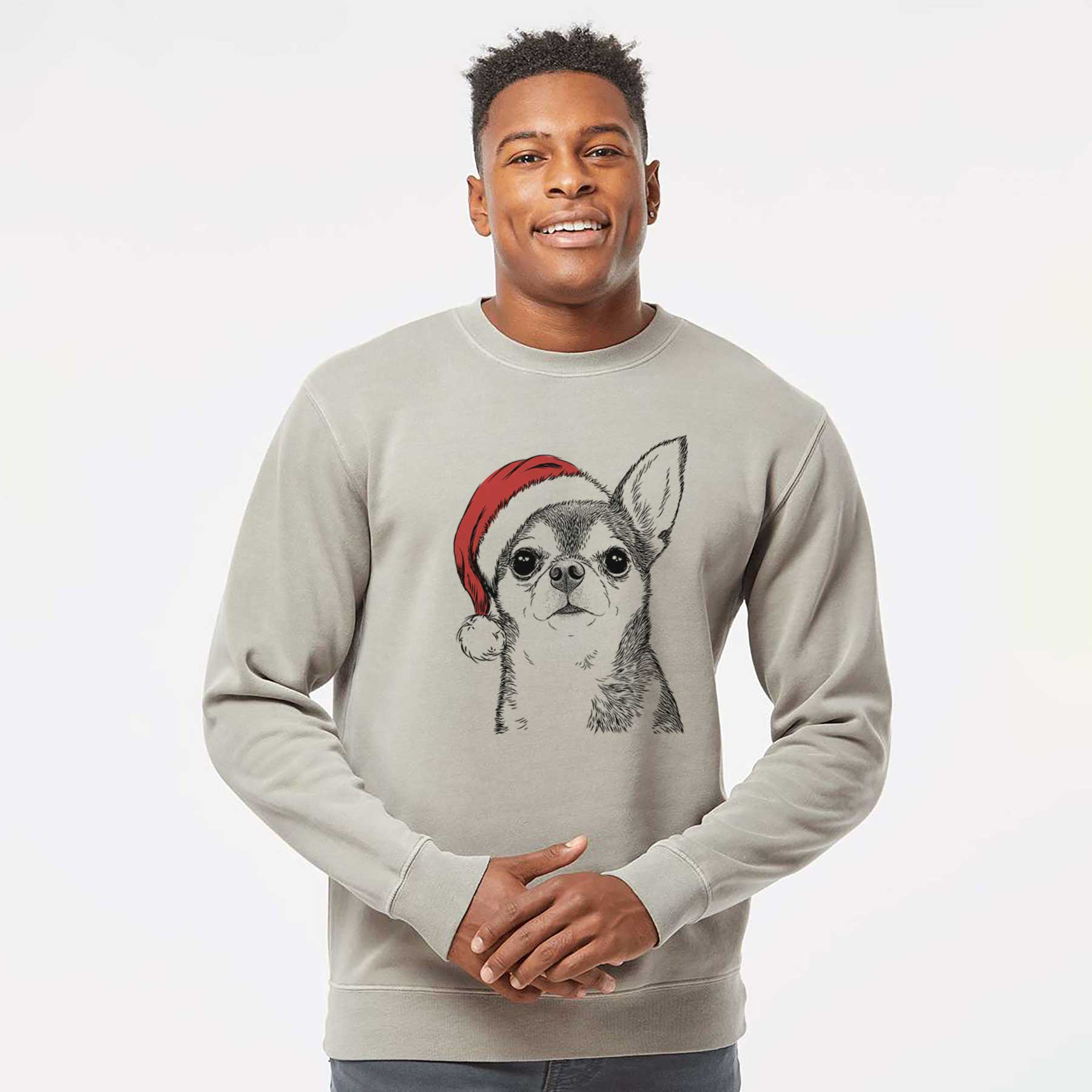 Santa Baby the Chihuahua - Unisex Pigment Dyed Crew Sweatshirt