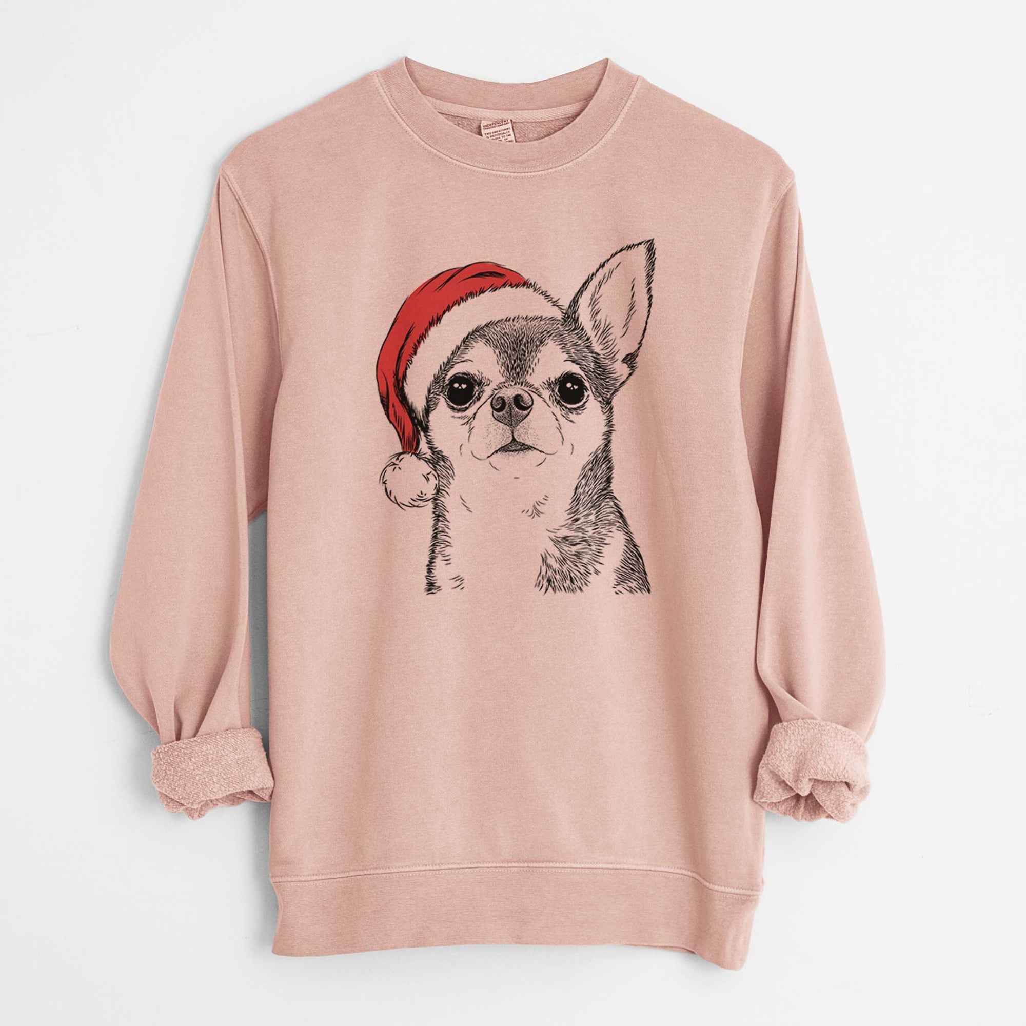 Santa Baby the Chihuahua - Unisex Pigment Dyed Crew Sweatshirt