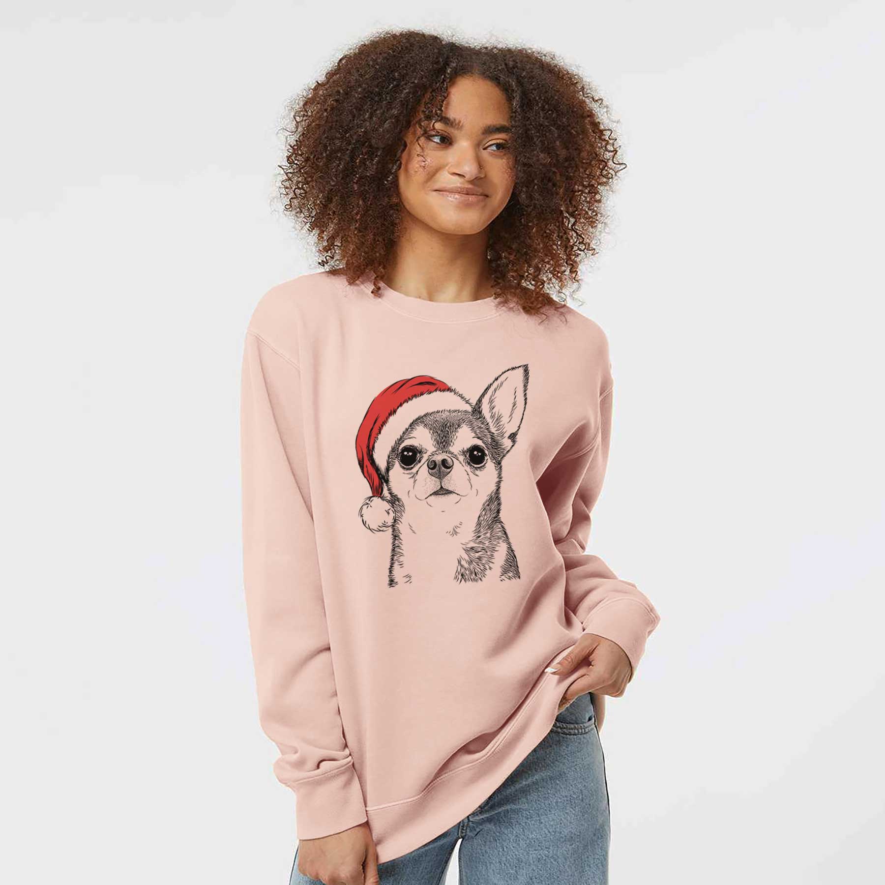 Santa Baby the Chihuahua - Unisex Pigment Dyed Crew Sweatshirt