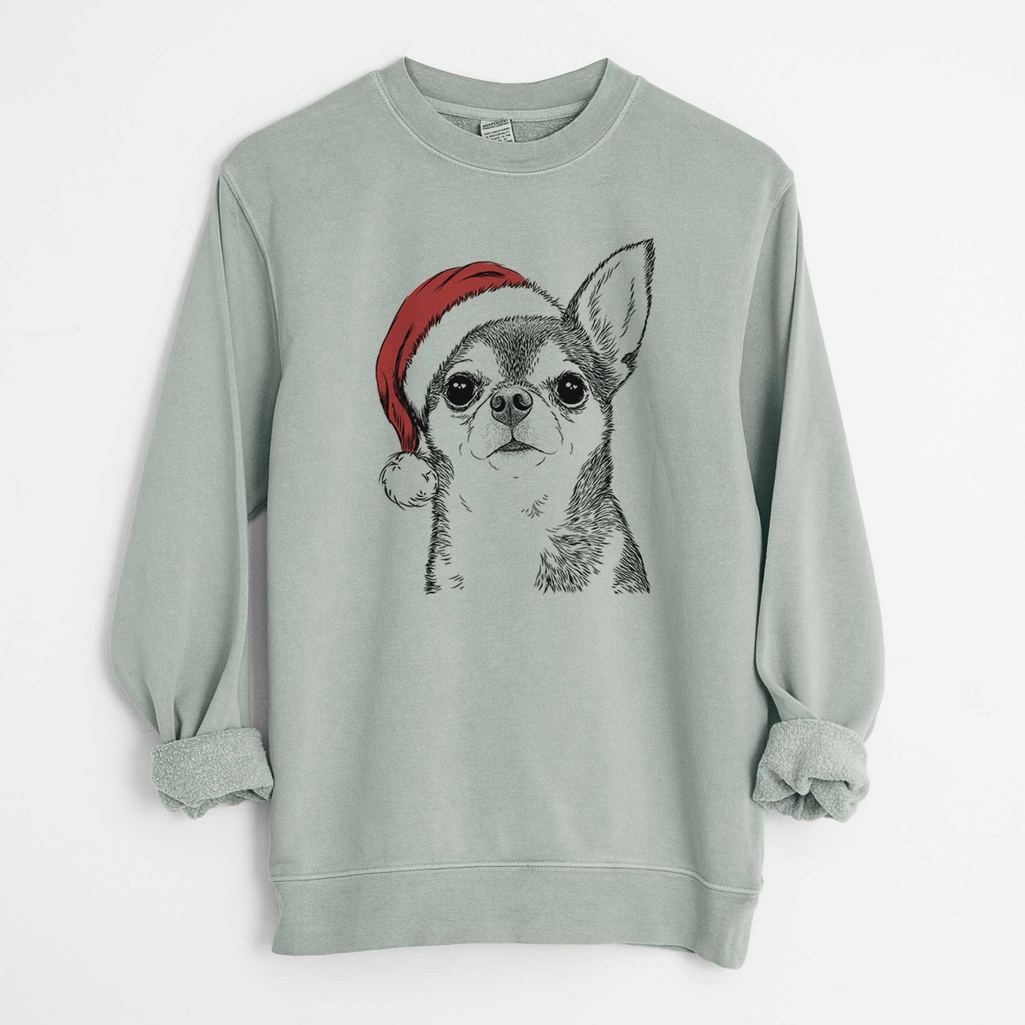 Santa Baby the Chihuahua - Unisex Pigment Dyed Crew Sweatshirt