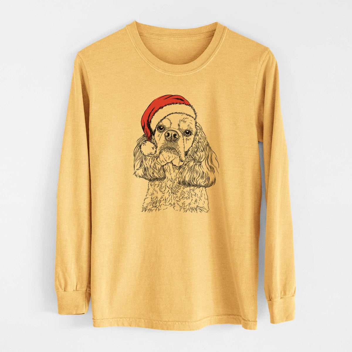 Santa Bailey the American Cocker Spaniel - Heavyweight 100% Cotton Long Sleeve
