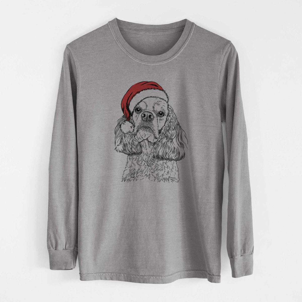 Santa Bailey the American Cocker Spaniel - Heavyweight 100% Cotton Long Sleeve