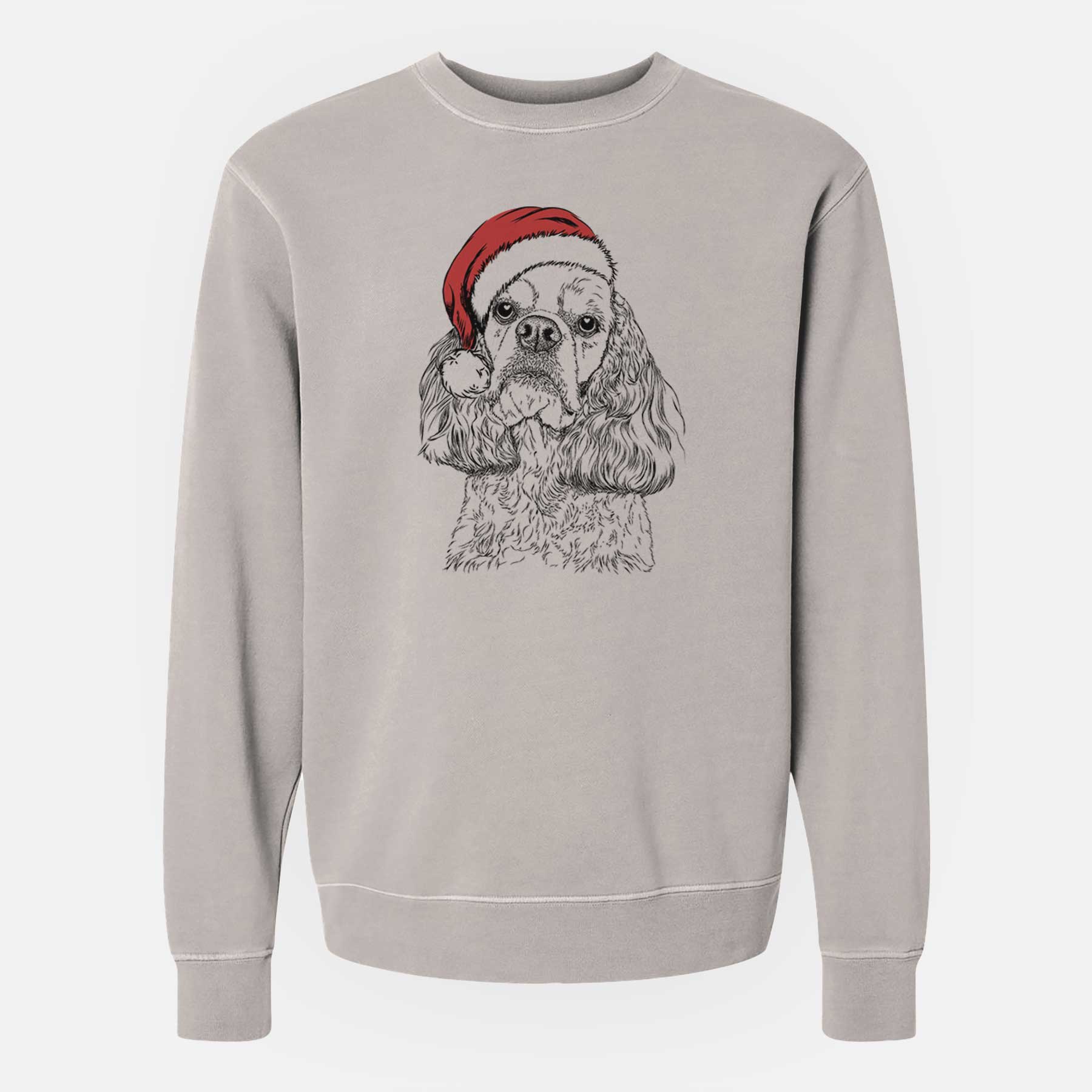 Santa Bailey the American Cocker Spaniel - Unisex Pigment Dyed Crew Sweatshirt