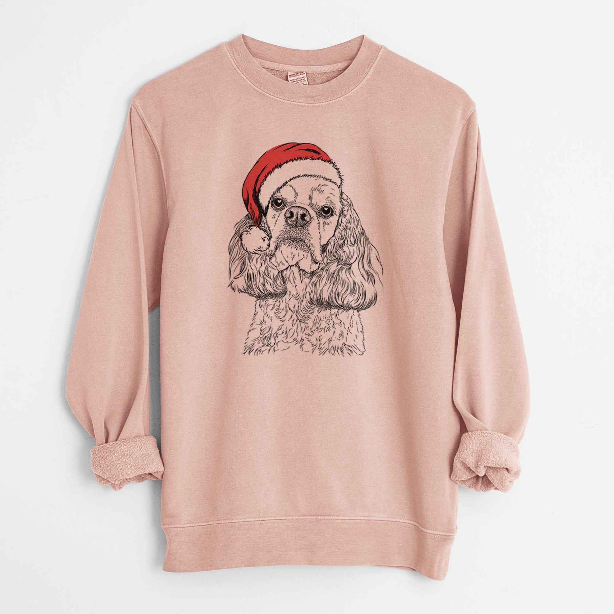 Santa Bailey the American Cocker Spaniel - Unisex Pigment Dyed Crew Sweatshirt