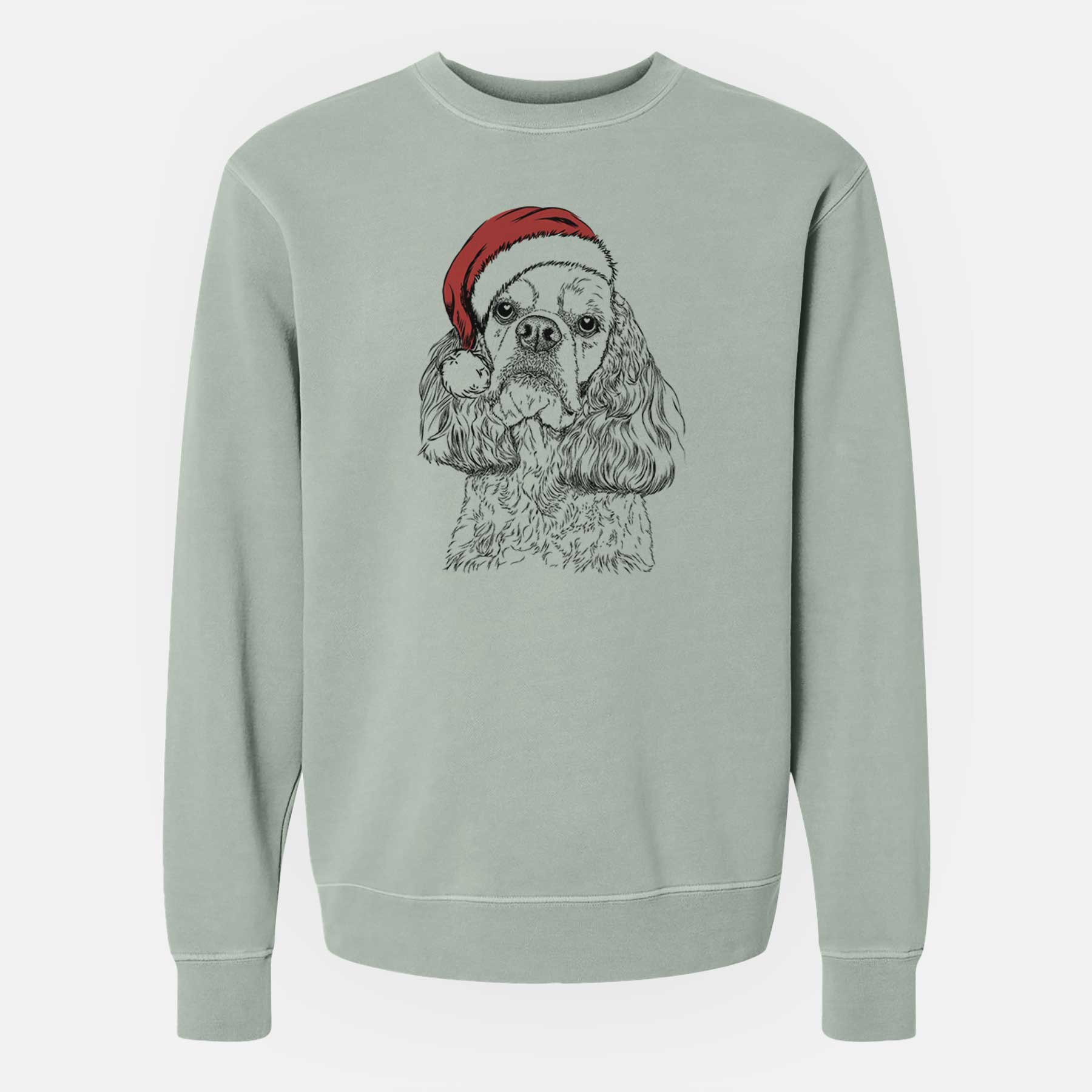 Santa Bailey the American Cocker Spaniel - Unisex Pigment Dyed Crew Sweatshirt