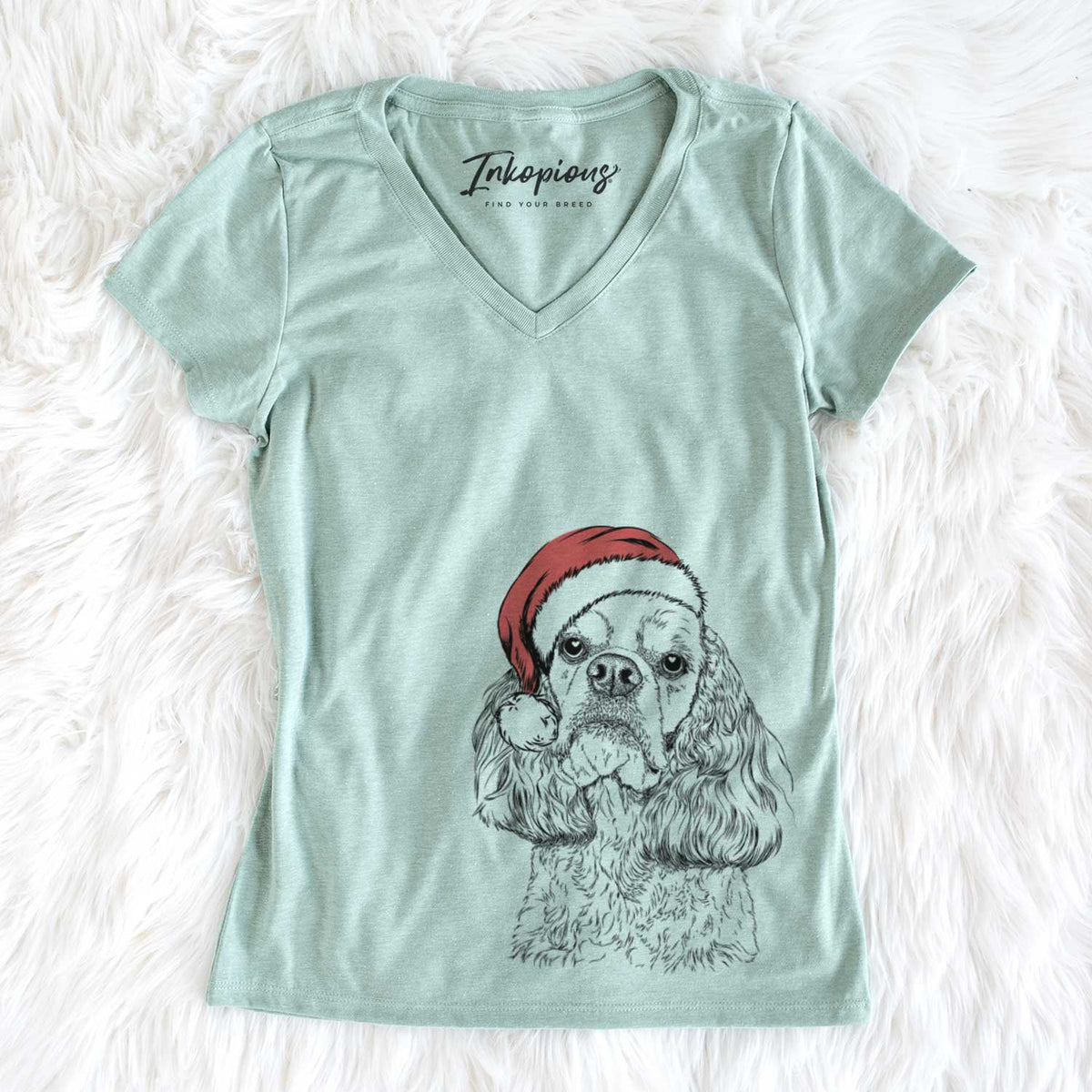 Santa Bailey the American Cocker Spaniel - Women&#39;s V-neck Shirt