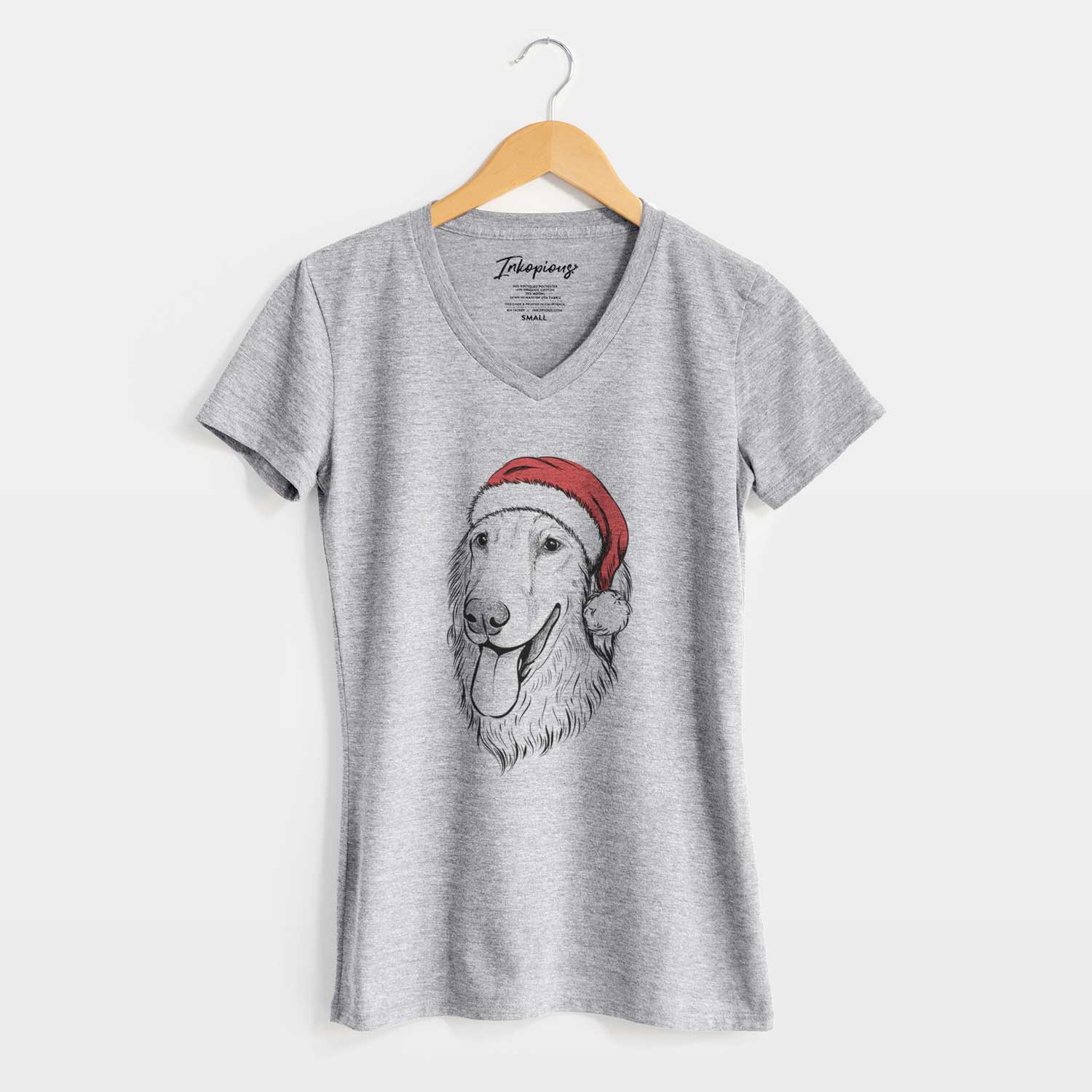 Santa Bailey the Golden Retriever - Women's V-neck Shirt