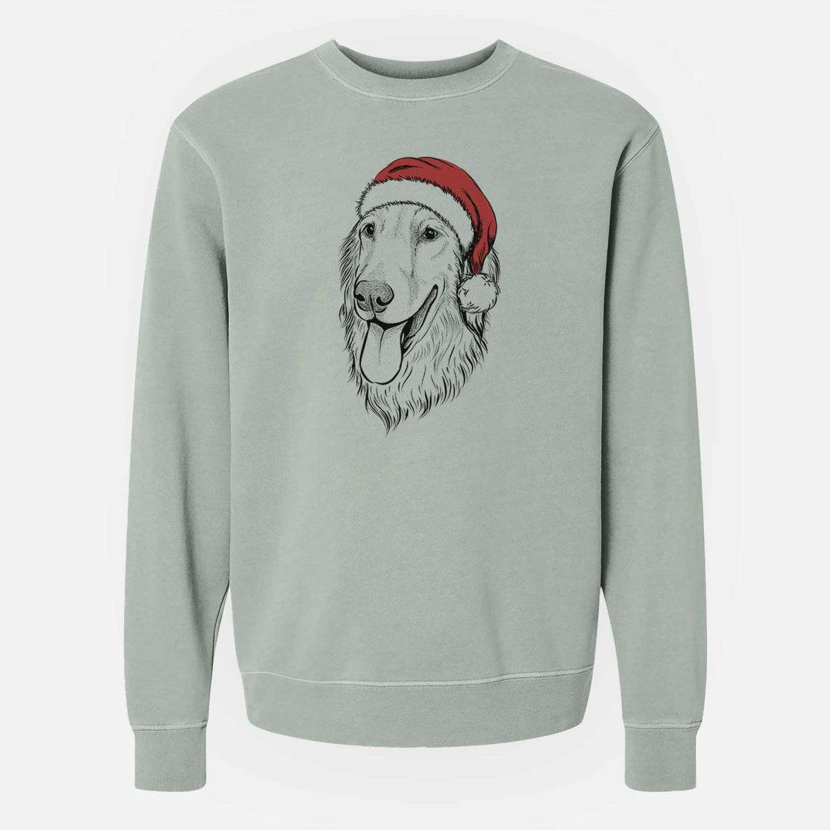 Santa Bailey the Golden Retriever - Unisex Pigment Dyed Crew Sweatshirt