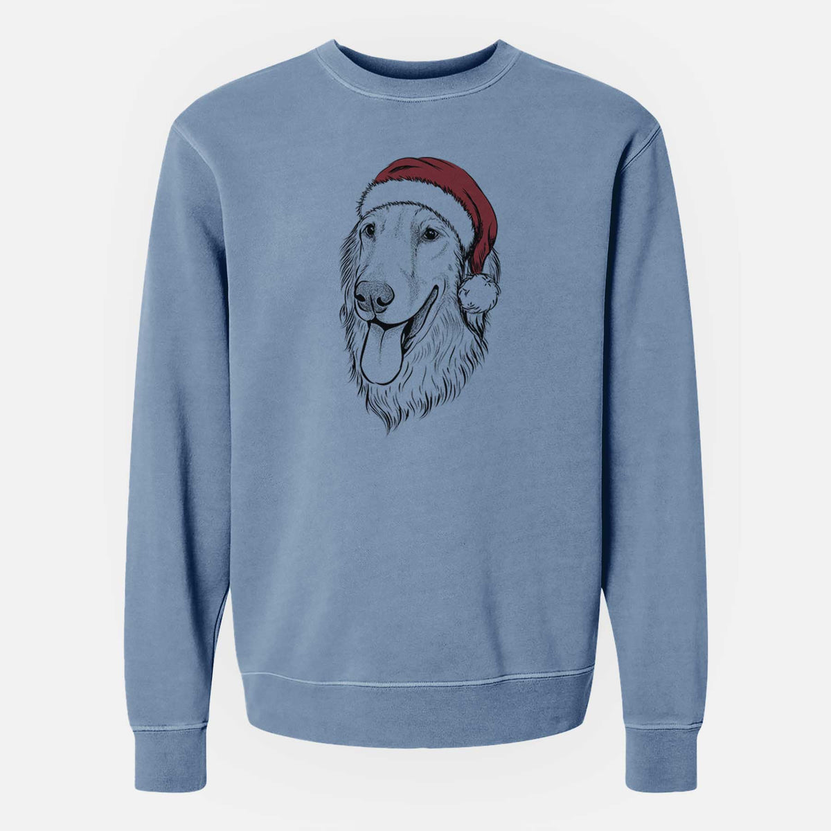 Santa Bailey the Golden Retriever - Unisex Pigment Dyed Crew Sweatshirt
