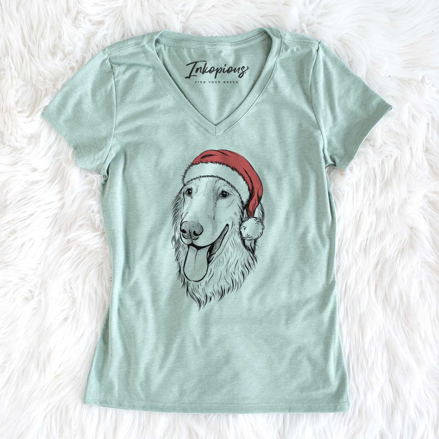 Santa Bailey the Golden Retriever - Women's V-neck Shirt