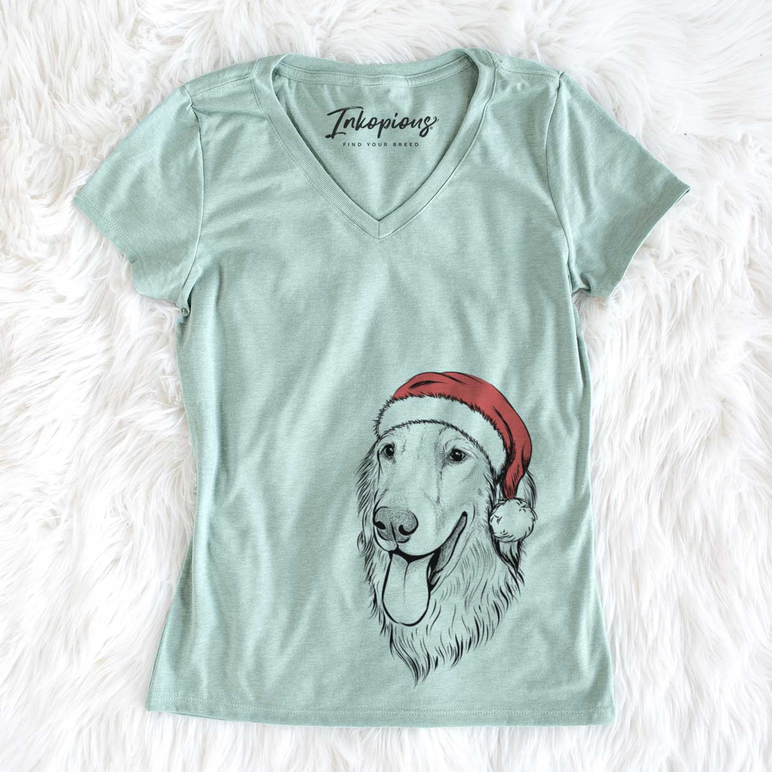 Santa Bailey the Golden Retriever - Women's V-neck Shirt